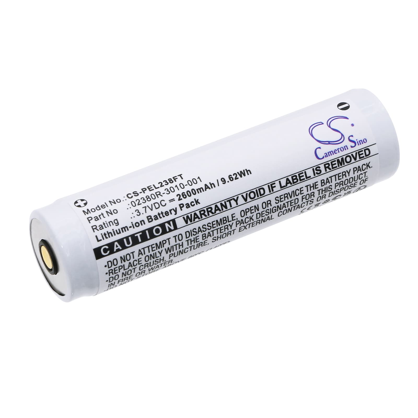Batteri til lommelykt for Pelican 7610 taktisk lommelykt, 7620 taktisk lommelykt osv.