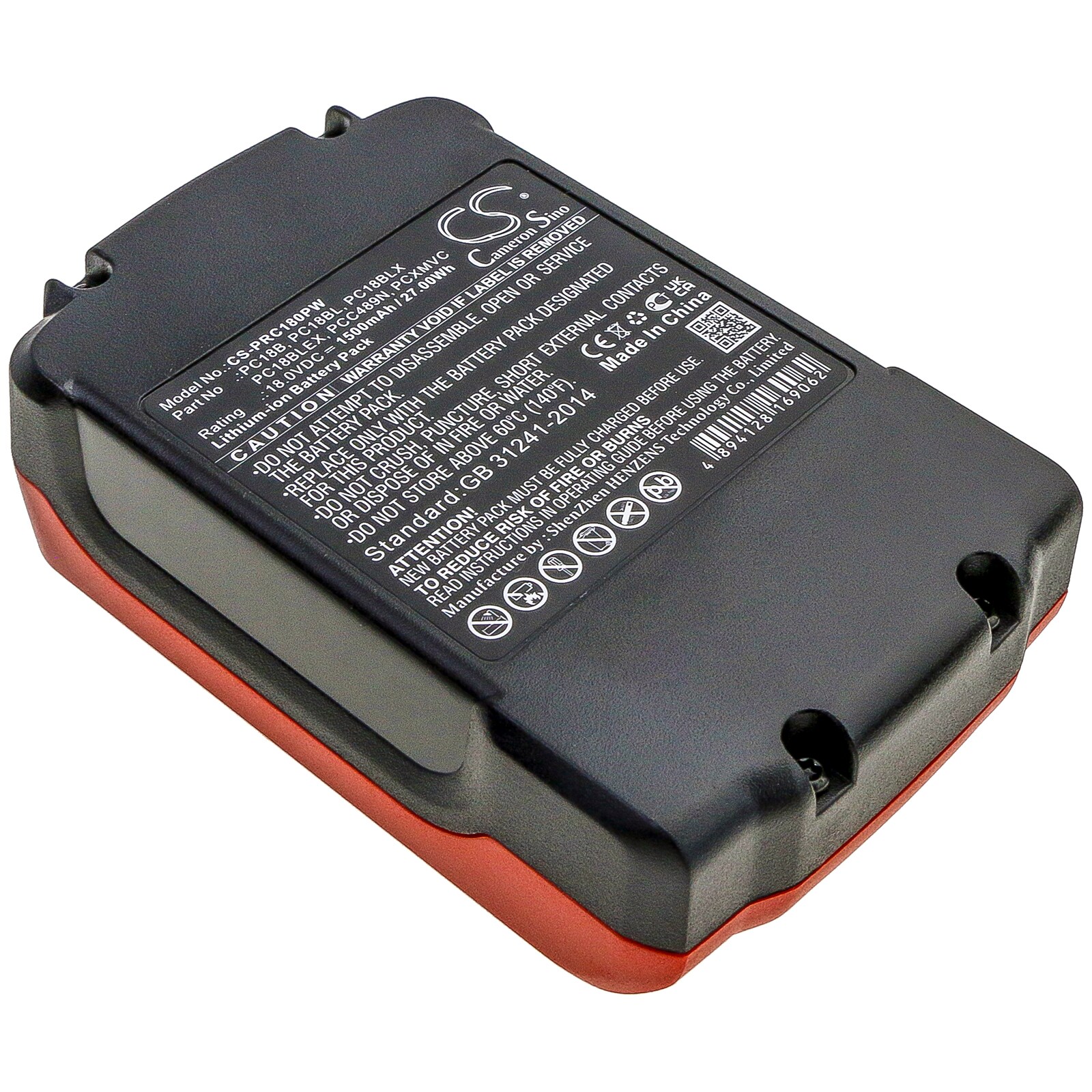 Batterier til elektroverktøy for Porter Cable PC18CS, PC1800RS, PC1800D og andre.