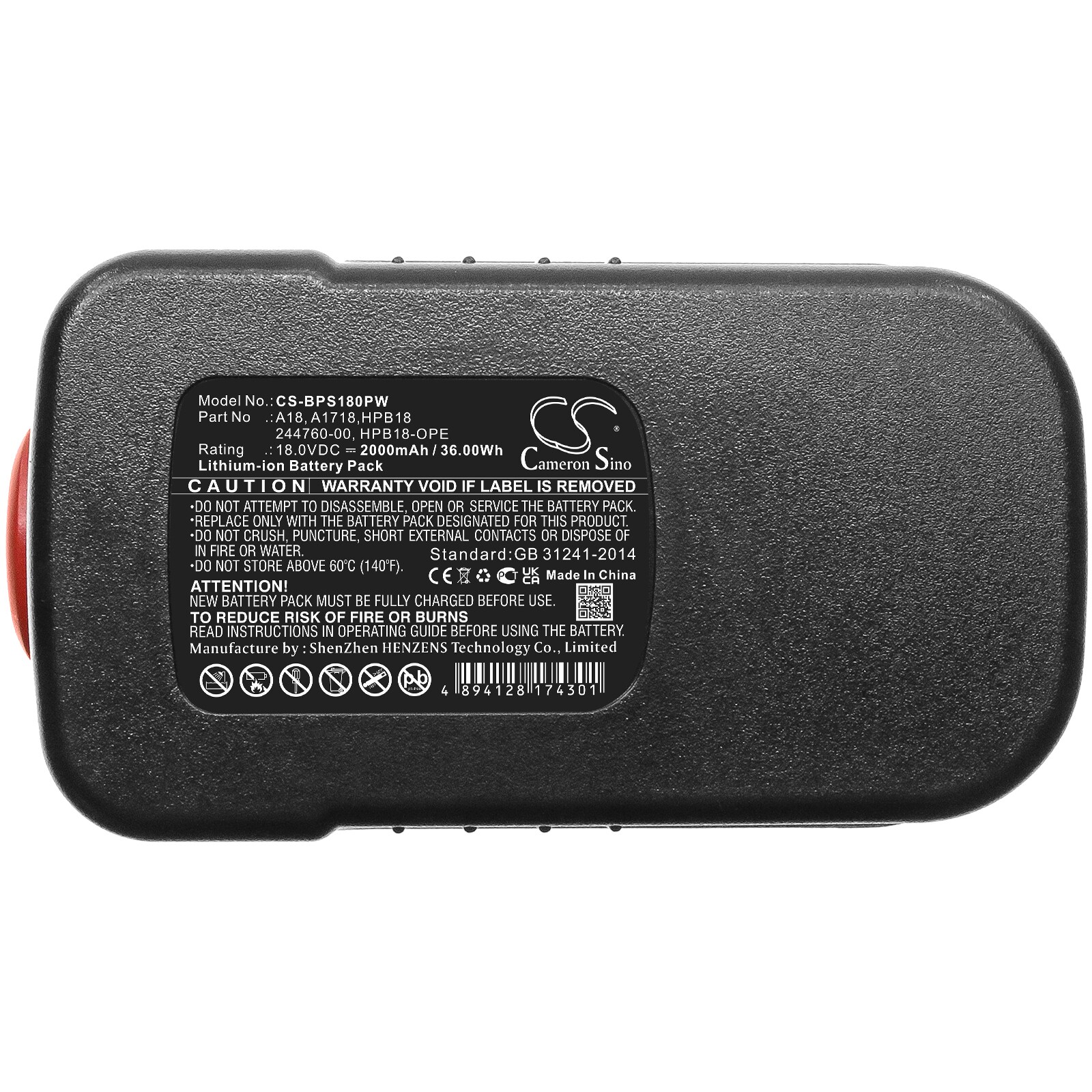 Batteri til elektroverktøy for Black & Decker BDGL1800, BDGL18K-2, XTC183BK og andre