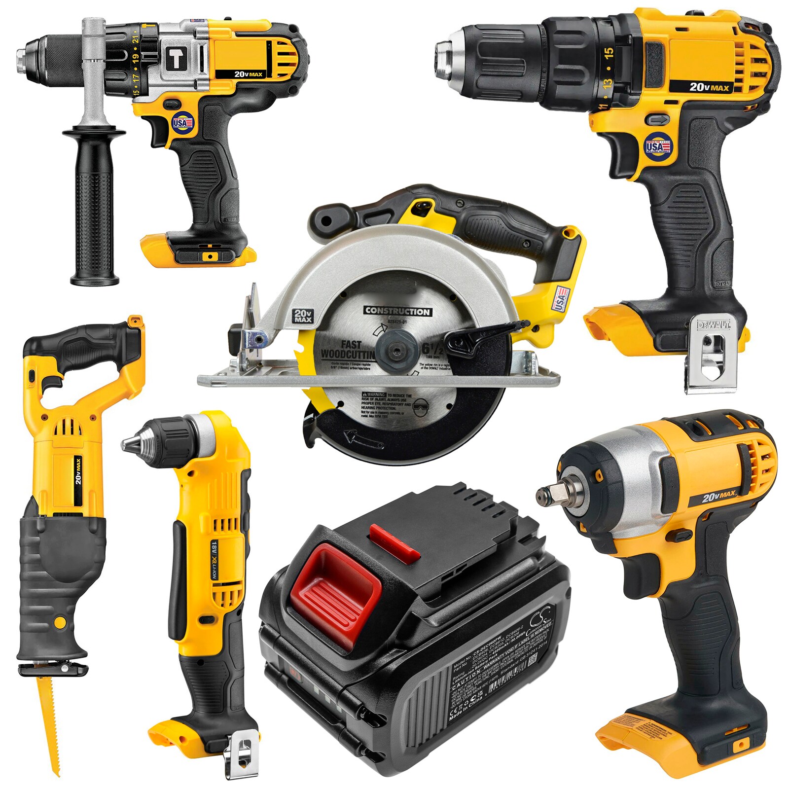 Batteri til elektroverktøy for DeWalt 20V MAX, 60V MAX, 120V MAX osv.