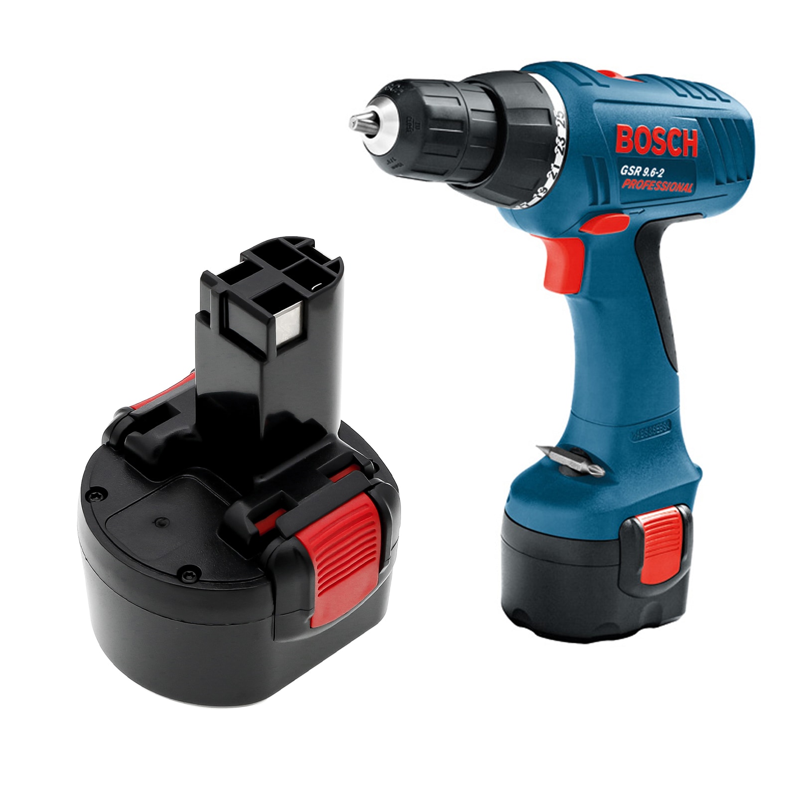 Batteri til elektroverktøy for Bosch GSR 9.6-1, GSR 9.6-2, GSR 9.6V og andre.
