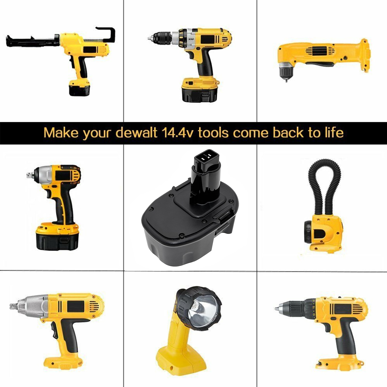 Batteri til elektroverktøy for DeWalt DC528 lommelykt, DC551KA, DC612KA og andre.
