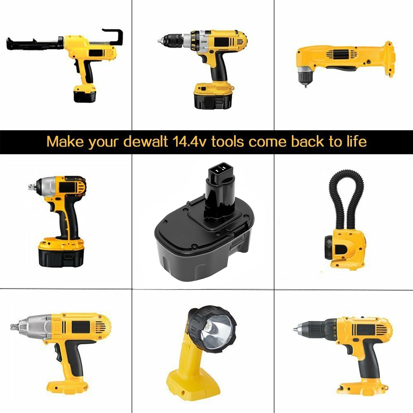 Batteri til elektroverktøy for DeWalt DC528 lommelykt, DC551KA, DC612KA og andre.