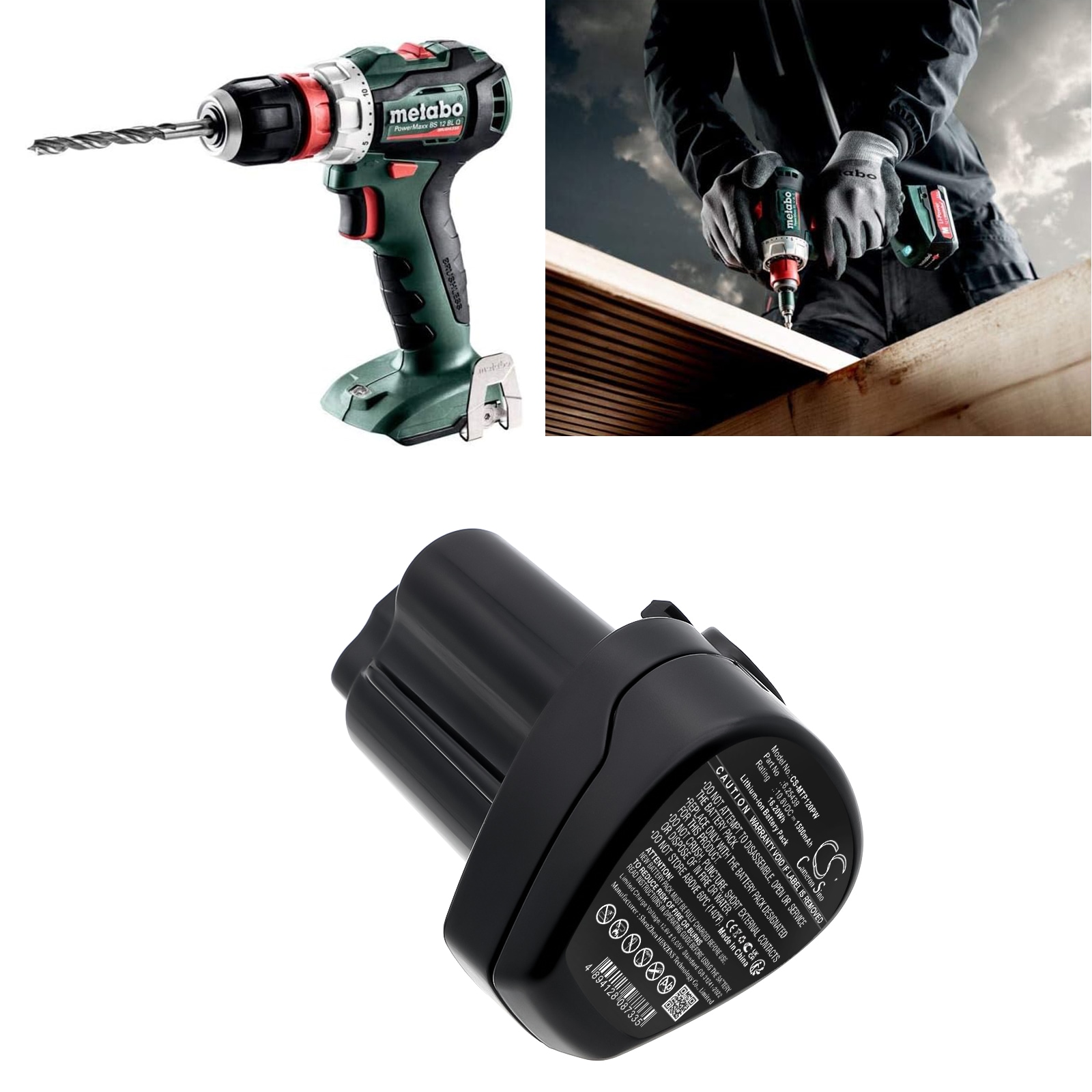 Batterier til Metabo PowerImpact 12, PowerLED 12, PowerMaxx 12 og andre.