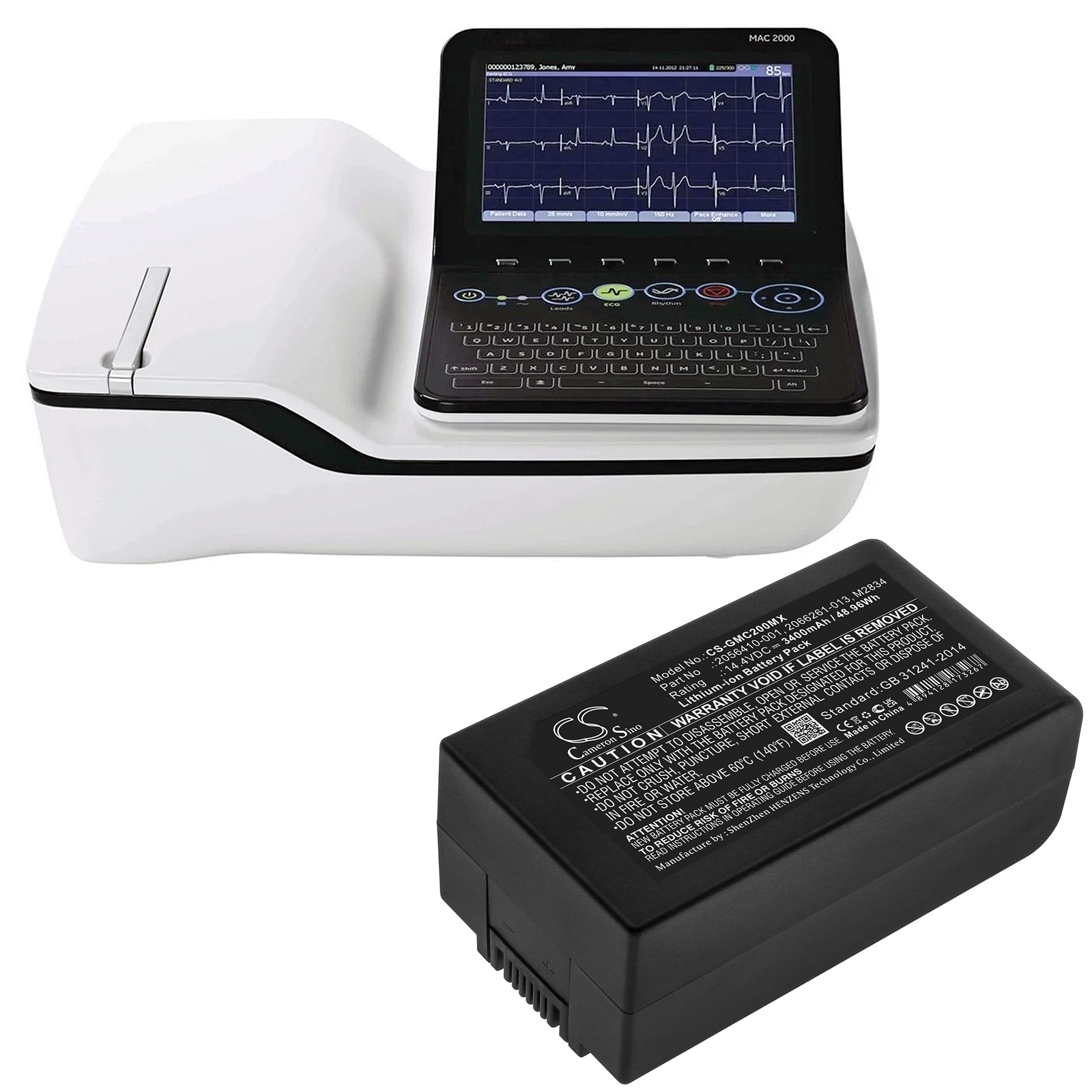 Batteri for medisinsk bruk for GE MAC 2000, MAC 2000 EKG, EKG-opptaker Mac 2000