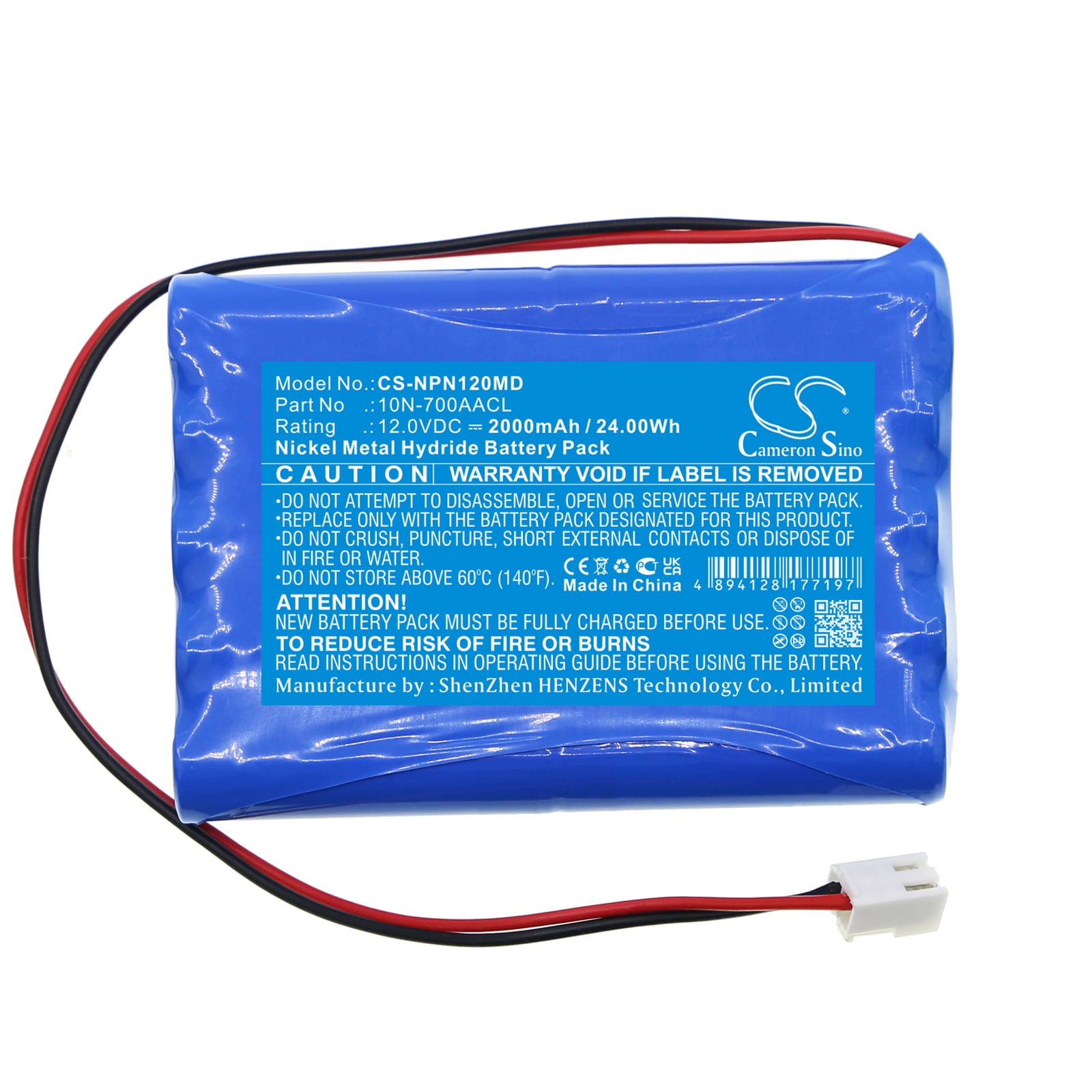 Batteri for medisinsk bruk for Nipro NCU-12