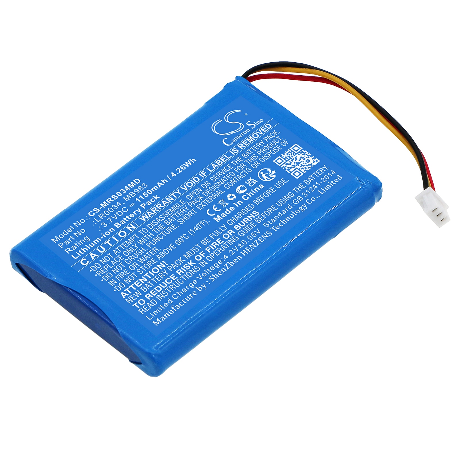 Batteri for medisinsk bruk til MIR Spirodoc Spirometer, Spirobank II Smart BLE Spirometer