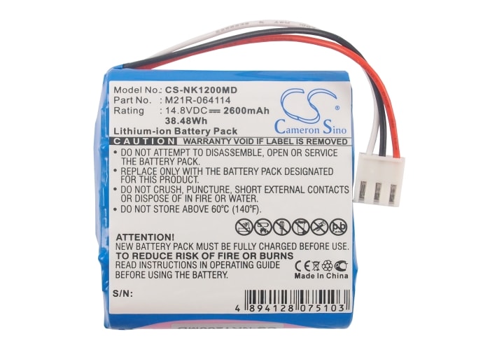 Batteri for medisinsk bruk for Nihon Kohden Edan SE-1, Edan SE-3, Edan SE-1200 og andre.