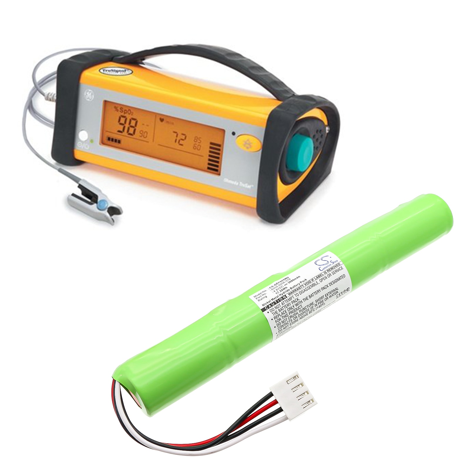 Batteri for medisinsk bruk for Datex Ohmeda TruSat pulsoksymeter REV J, TruStat Oximeter