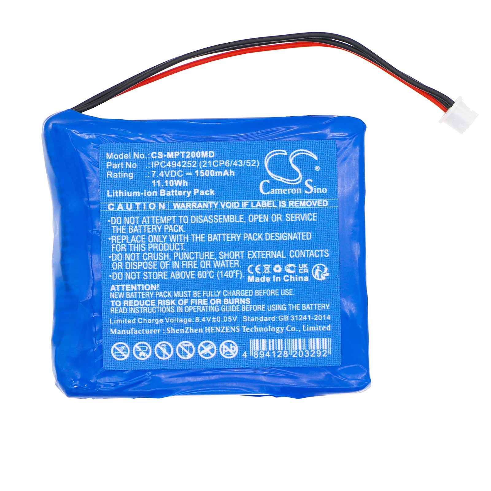 Batteri for medisinsk utstyr til Medcaptain TP-20S