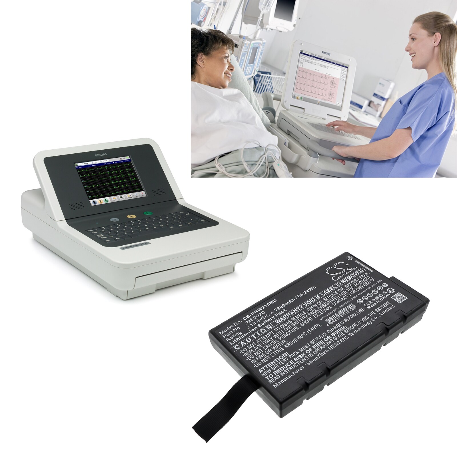 Batteri for medisinsk bruk for Philips PageWriter TC20, PageWriter TC30 osv.