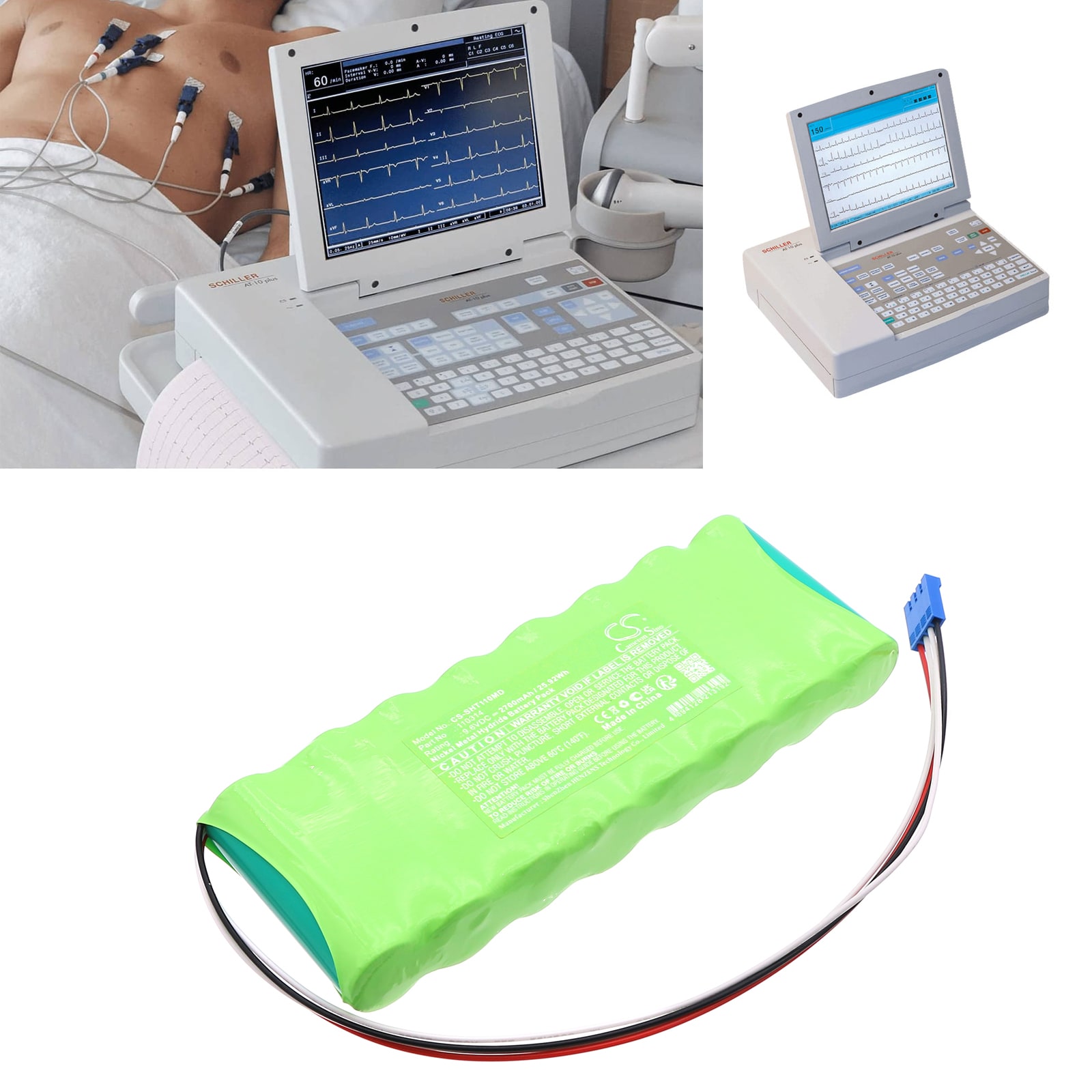 Batteri for medisinsk bruk til Schiller AT-10 Plus EKG-maskin, AT10 plus, AT10+ osv.
