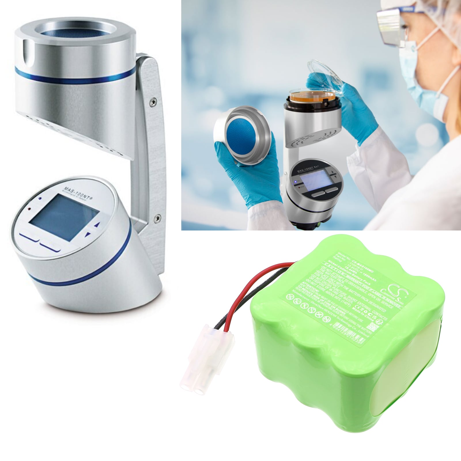 Batteri for medisinsk bruk til Merck Millipore Air Sampler MAS-100, MAS-AC-6009