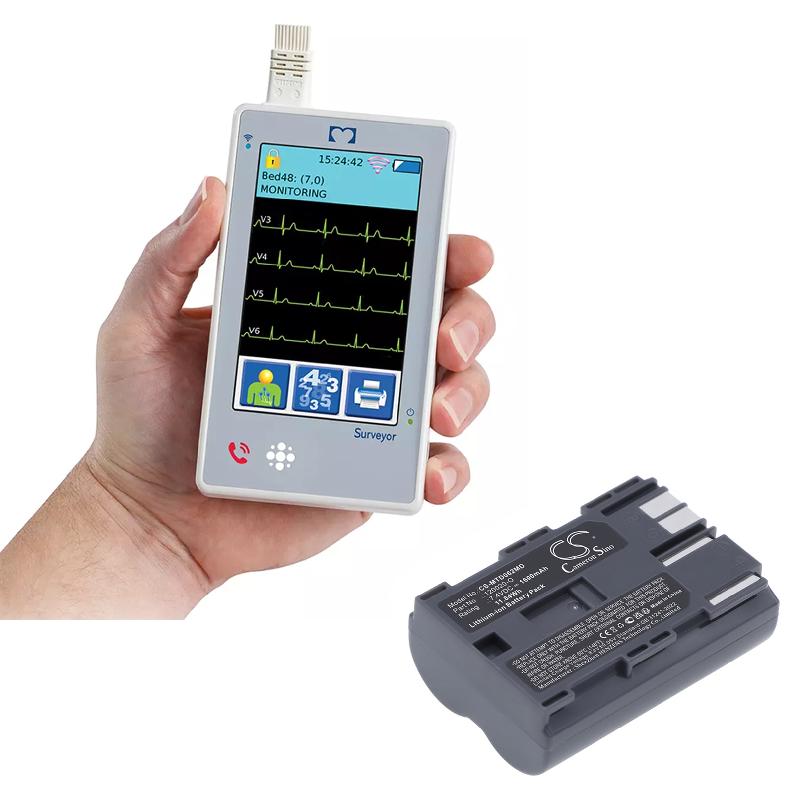 Batteri for medisinsk bruk for Mortara F1559, Monitor Surveyor S4