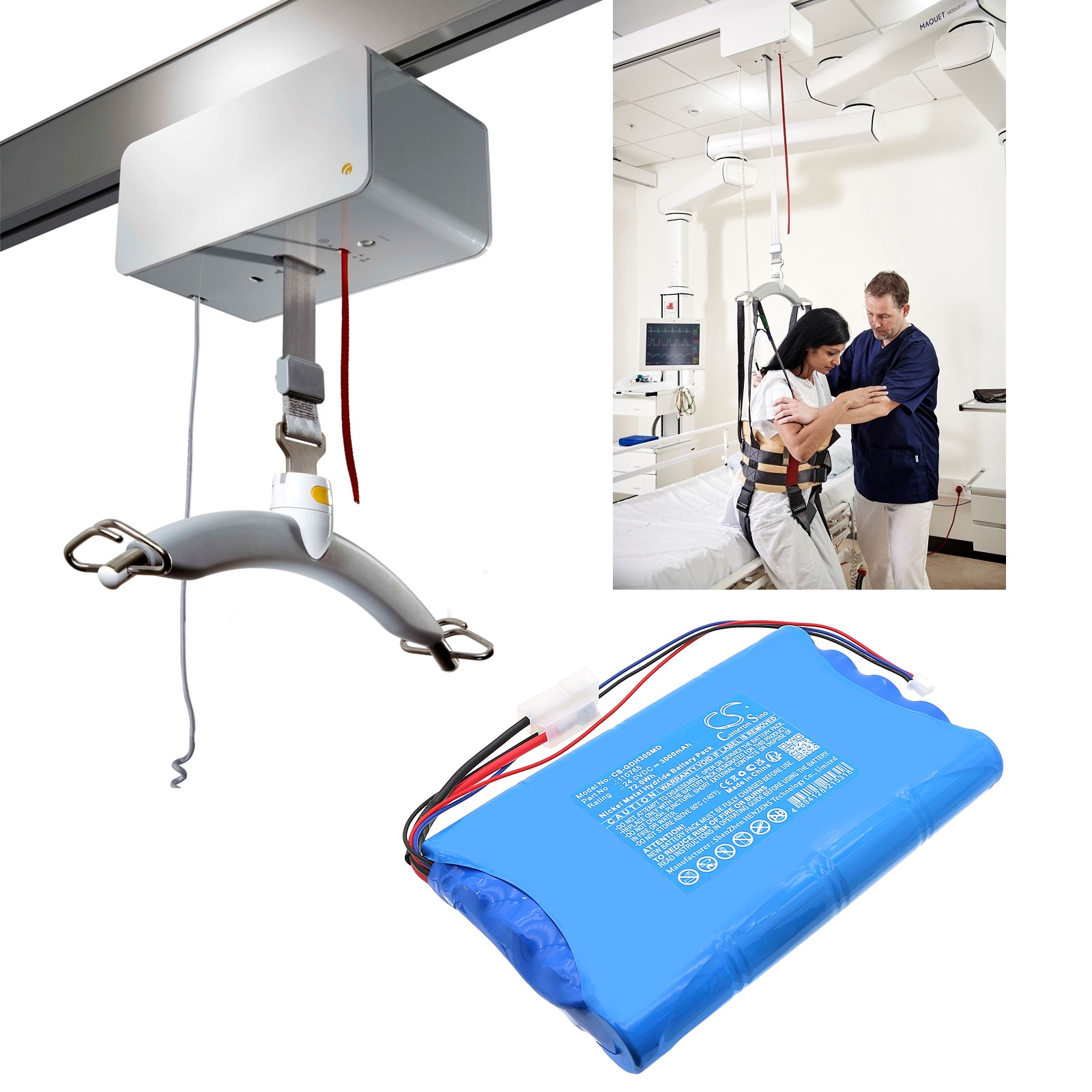 Batteri for medisinsk bruk til Guldmann GH3 takheis, GH3+ takheis