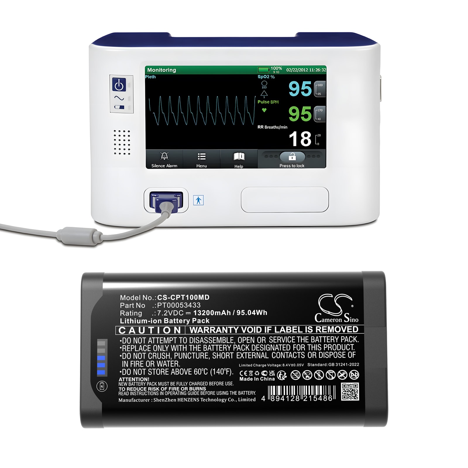 Batteri for medisinsk for Covidien Nellcor PM1000N pulsoksymeter