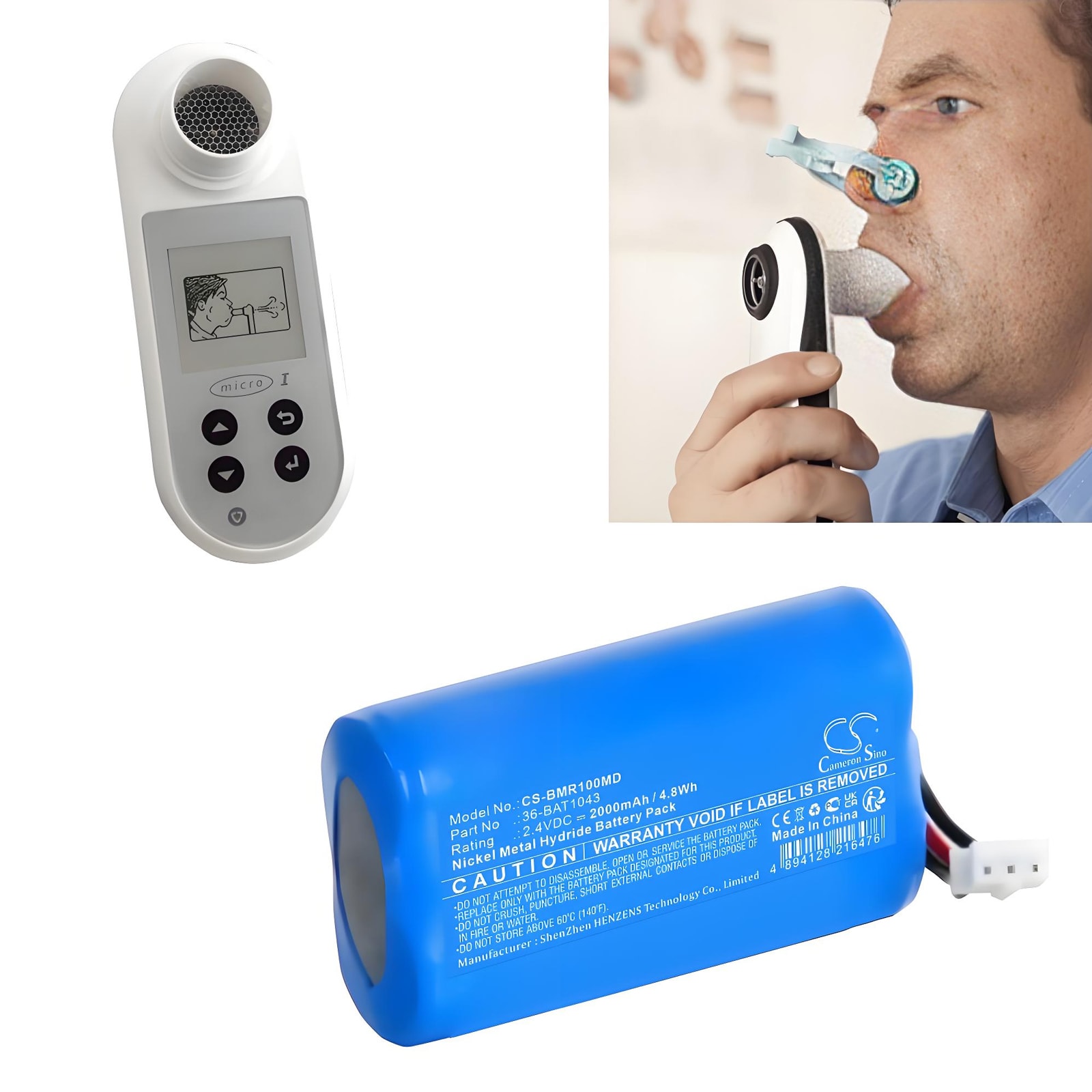 Batteri for medisinsk for Carefusion Micro1 Spirometer