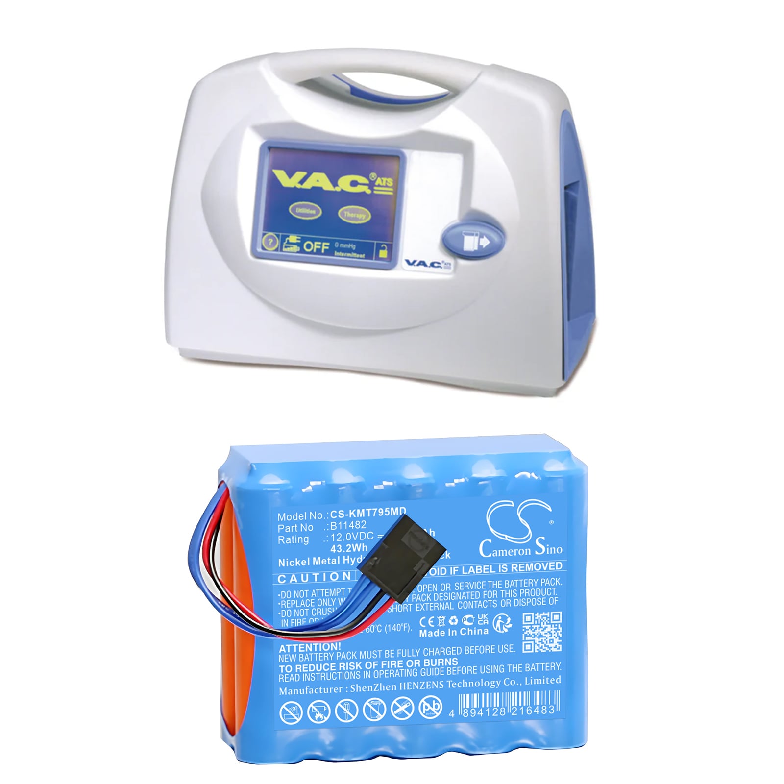 Batteri til medisinsk bruk for KCI ATS Therapy, M3252795A, VAC ATS Wound Vacuum og andre.