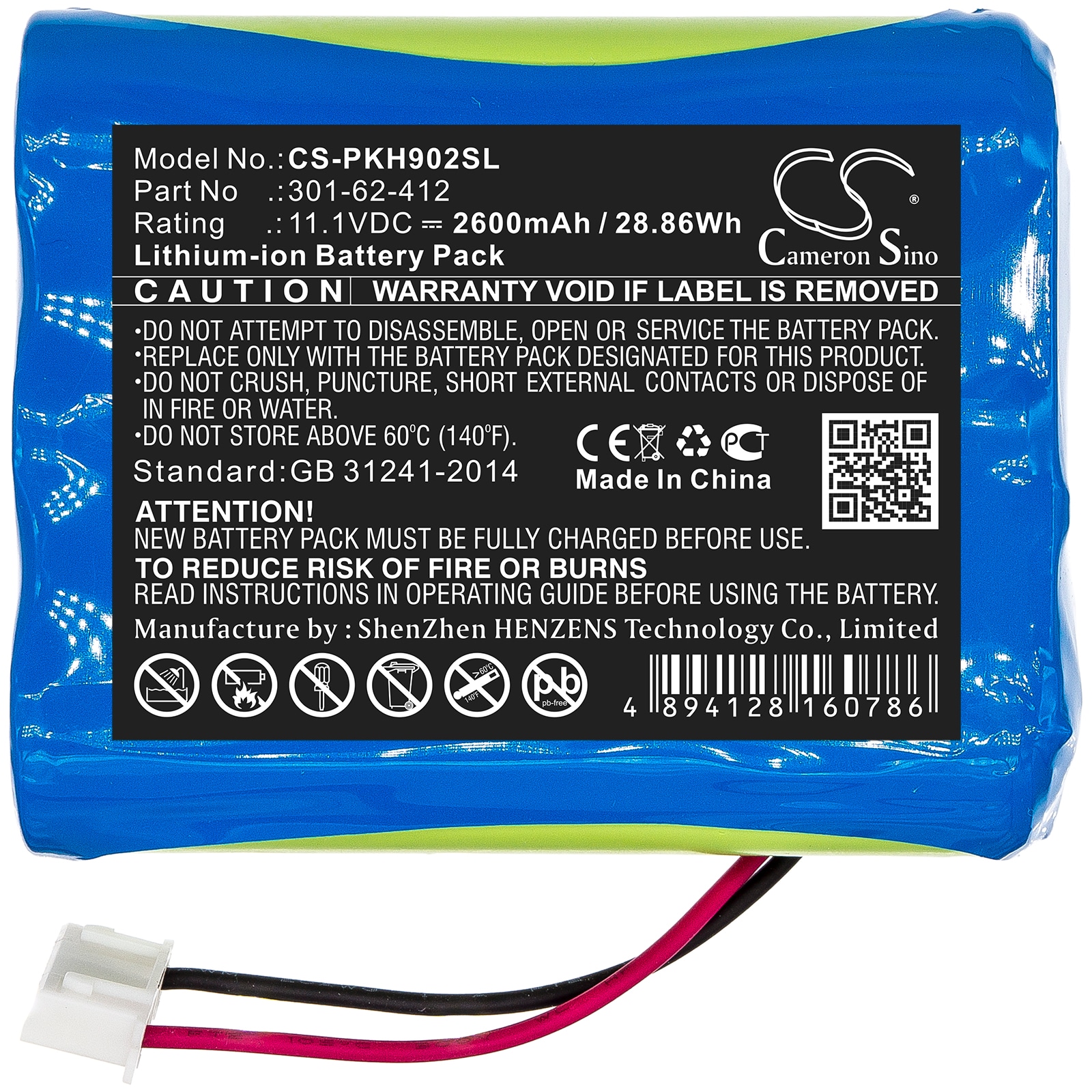 Batteri for test, undersøkelse, utstyr for Peaktech P 9020, P9021, P9020A