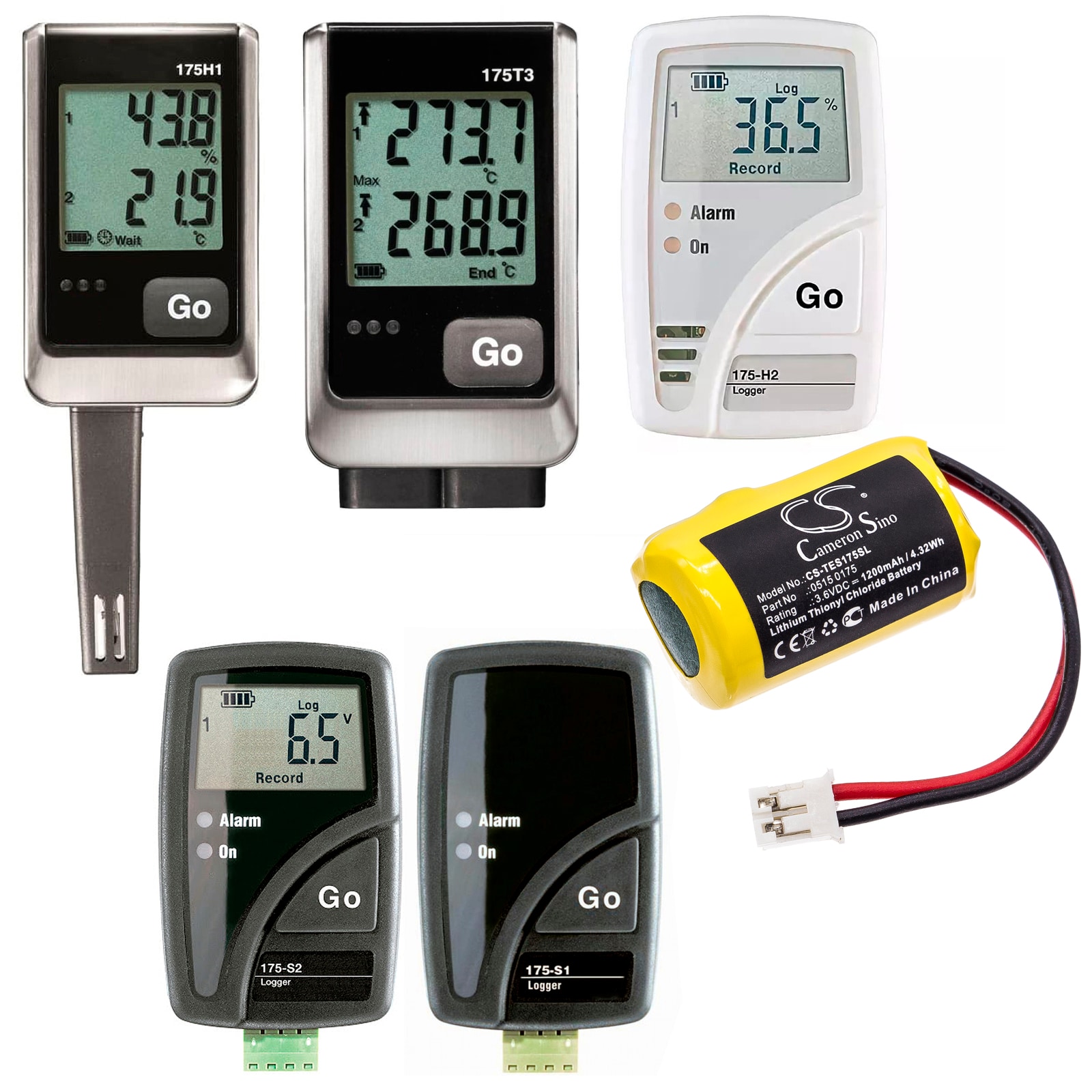 Batteri for test, undersøkelse, Utstyr for Testo 175-T3, 175-H1, 175-H2 og andre