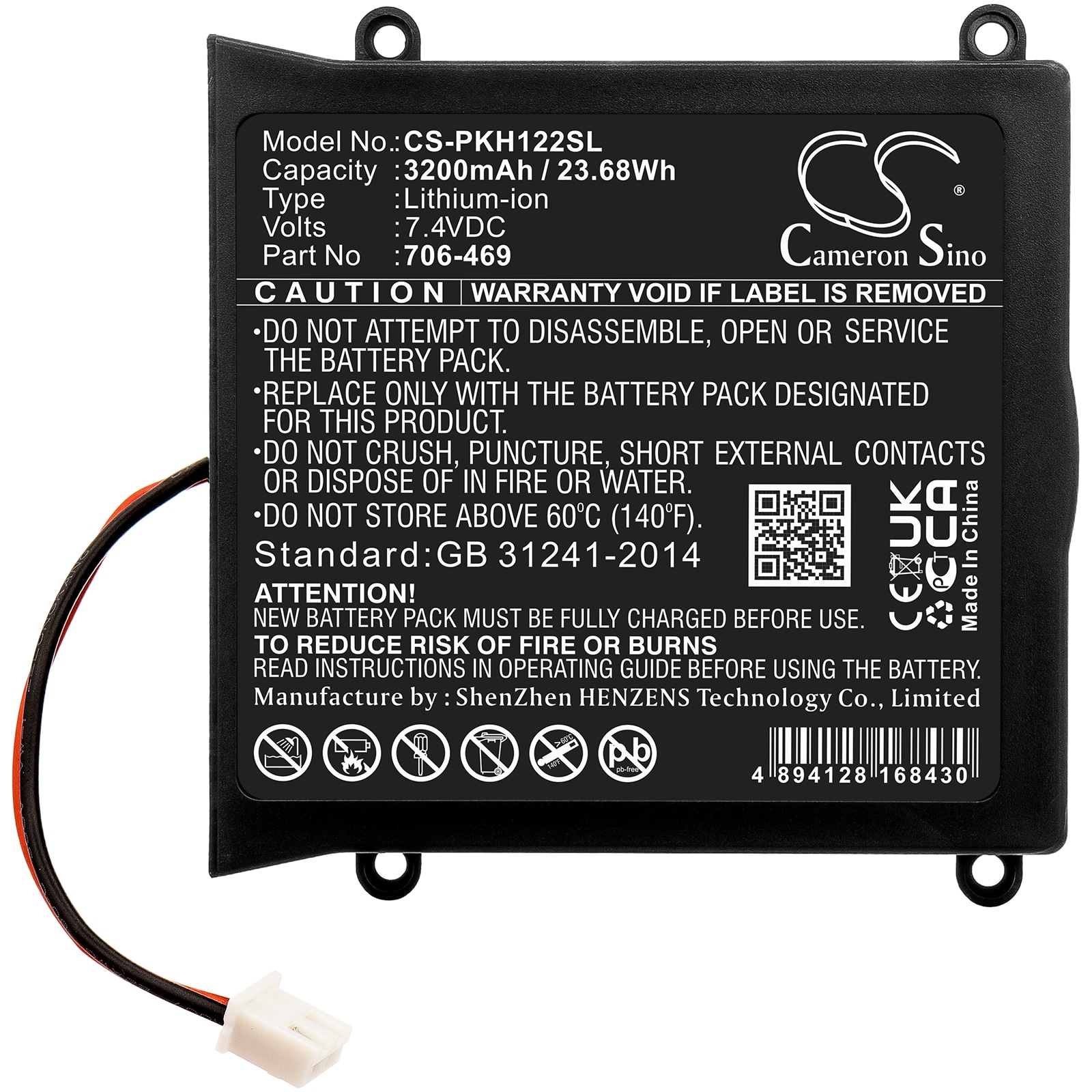 Batteri for test, undersøkelse, utstyr for Peaktech P1195, P1205, P1220