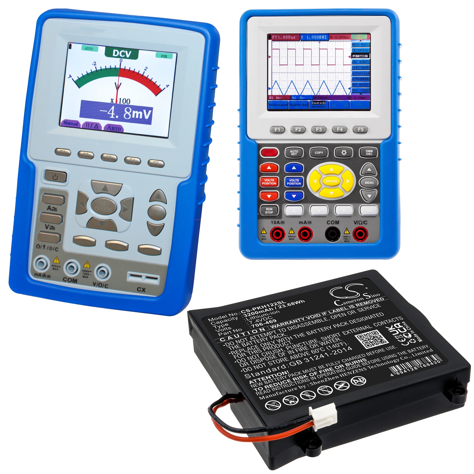 Batteri for test, undersøkelse, utstyr for Peaktech P1195, P1205, P1220