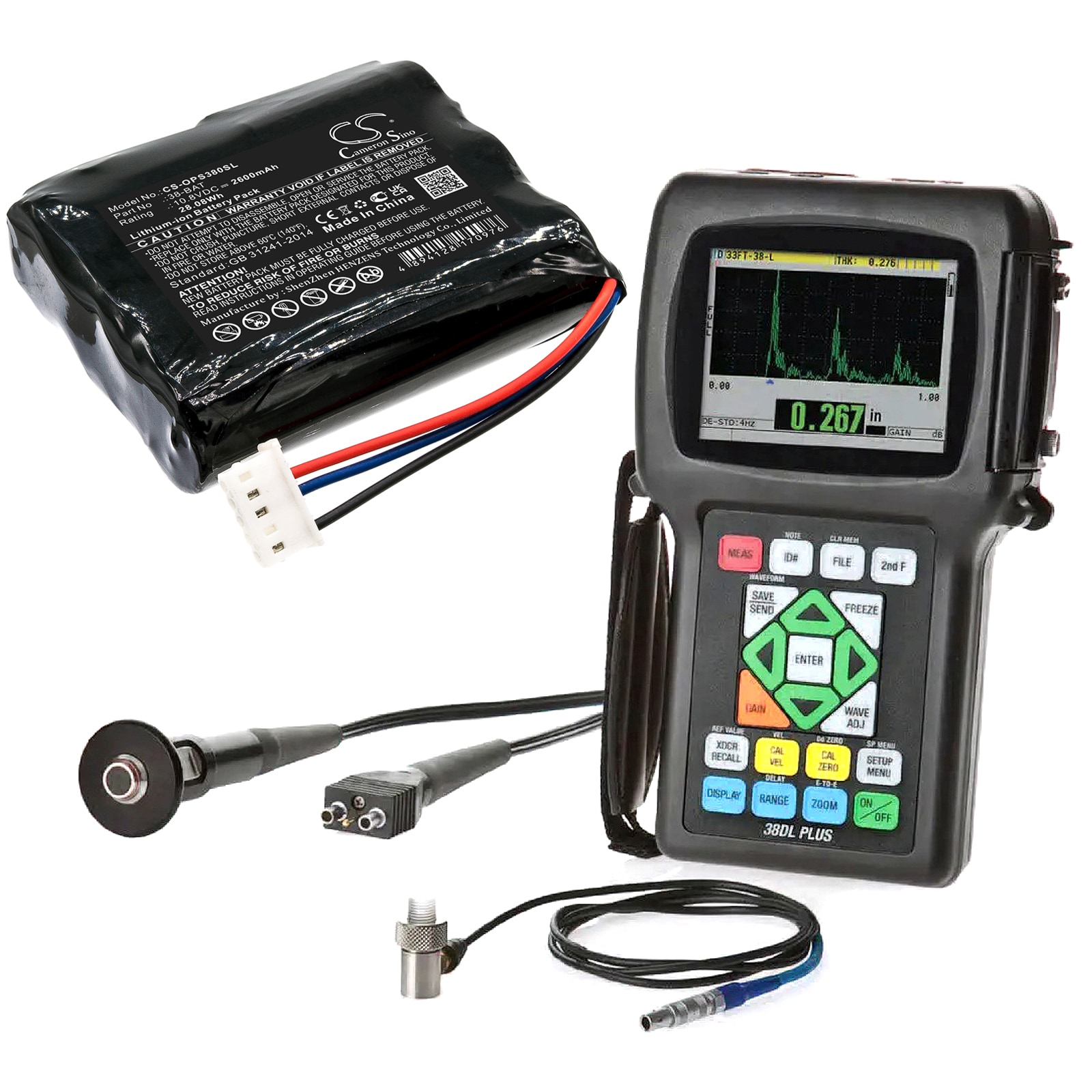 Batteri til test, undersøkelse, utstyr for Olympus, 38DL Plus Ultrasonic Thickness