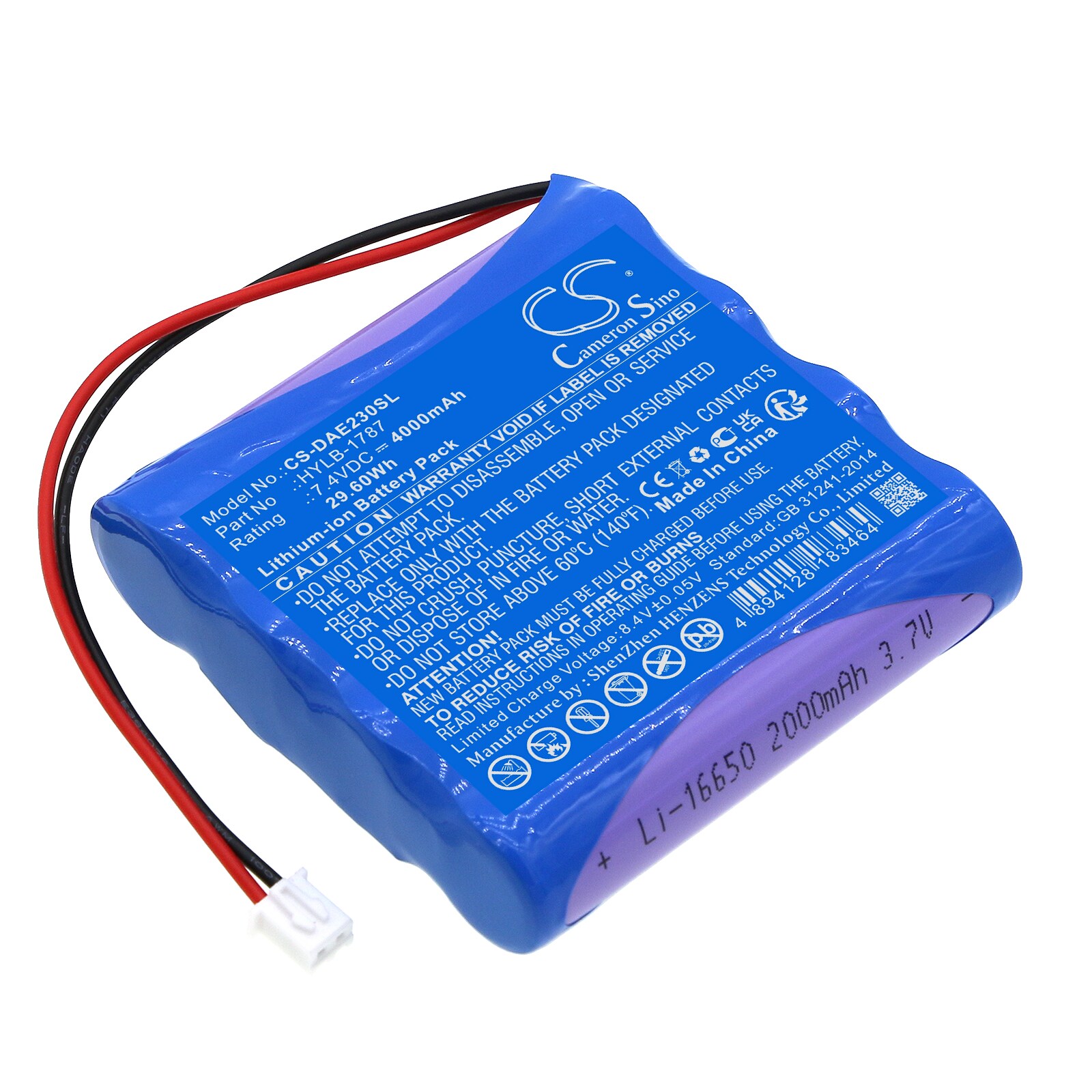 Batteri for test, undersøkelse, utstyr for Deli AE2300, AE2300L, AE2300H