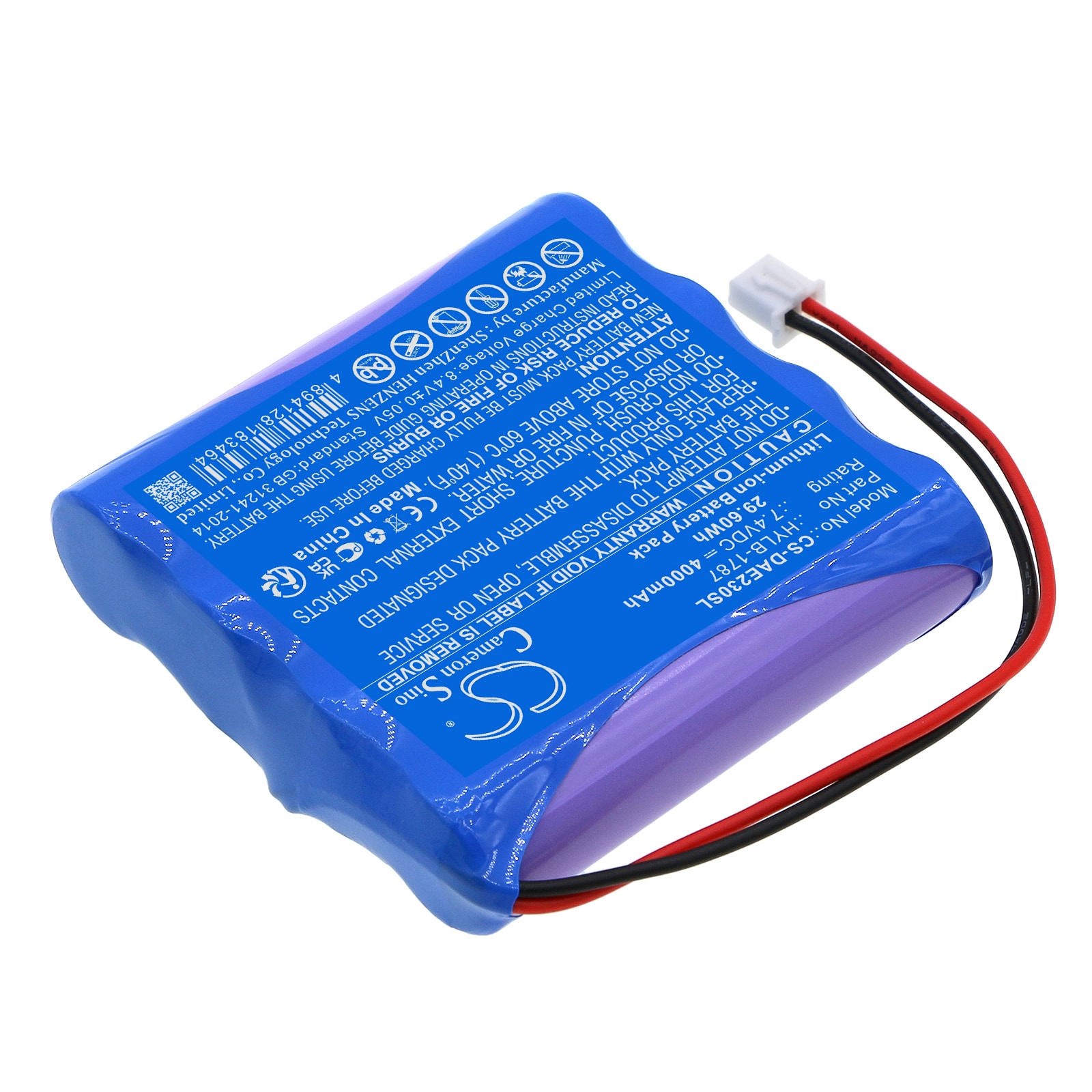 Batteri for test, undersøkelse, utstyr for Deli AE2300, AE2300L, AE2300H