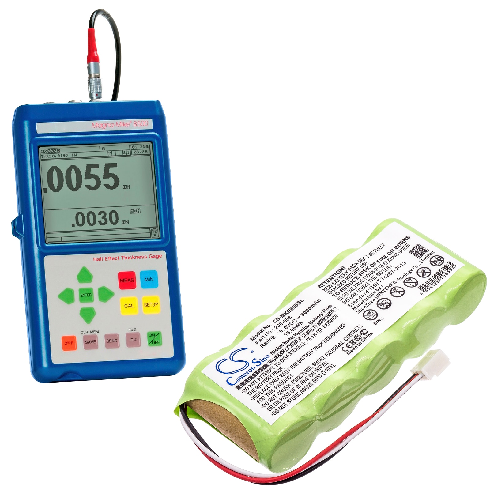 Batteri for test, undersøkelse, utstyr for Panametrics Magna-Mike 8500