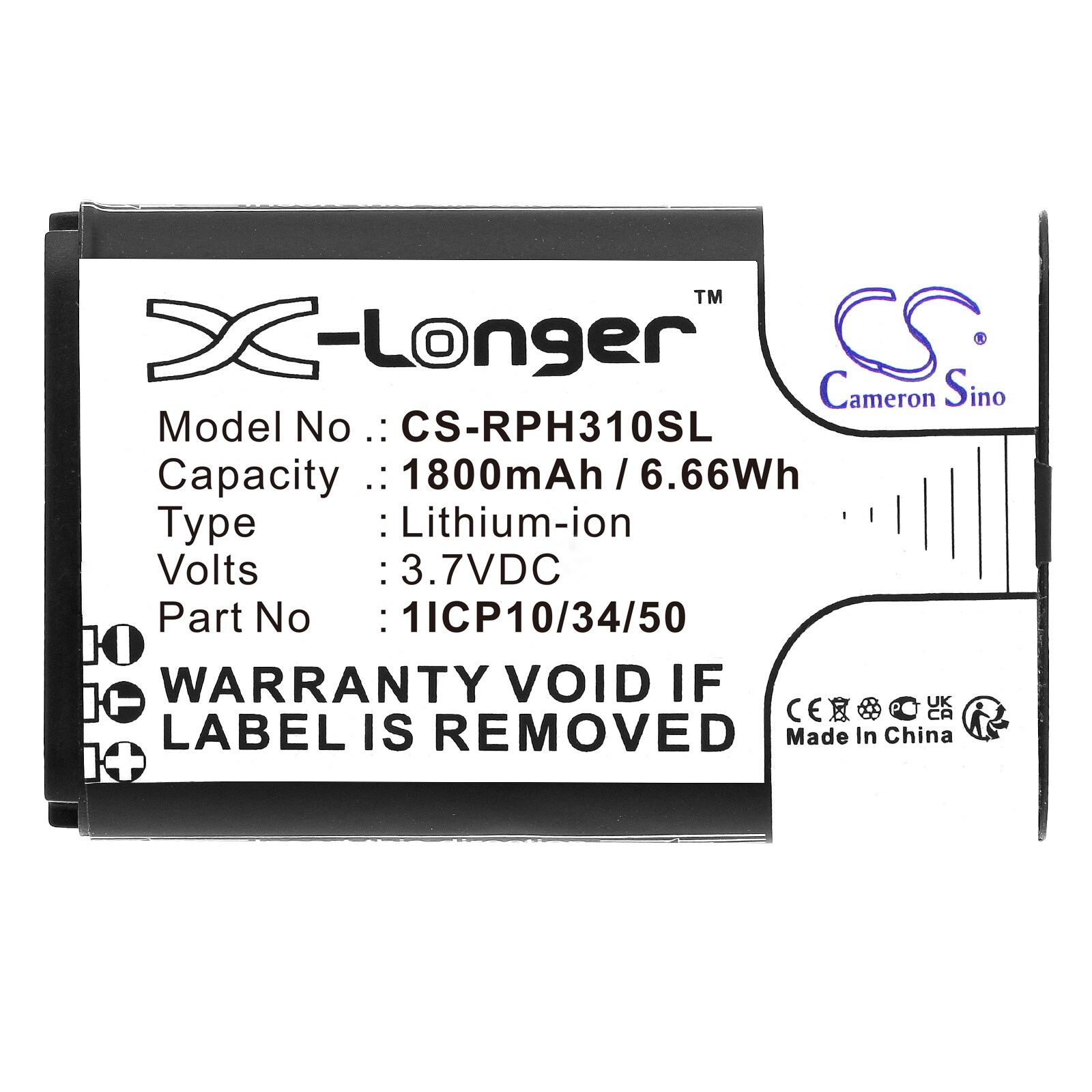 Batteri for test, undersøkelse, utstyr for Rotronic HygroPalm HP31, HygroPalm HP32 og andre.