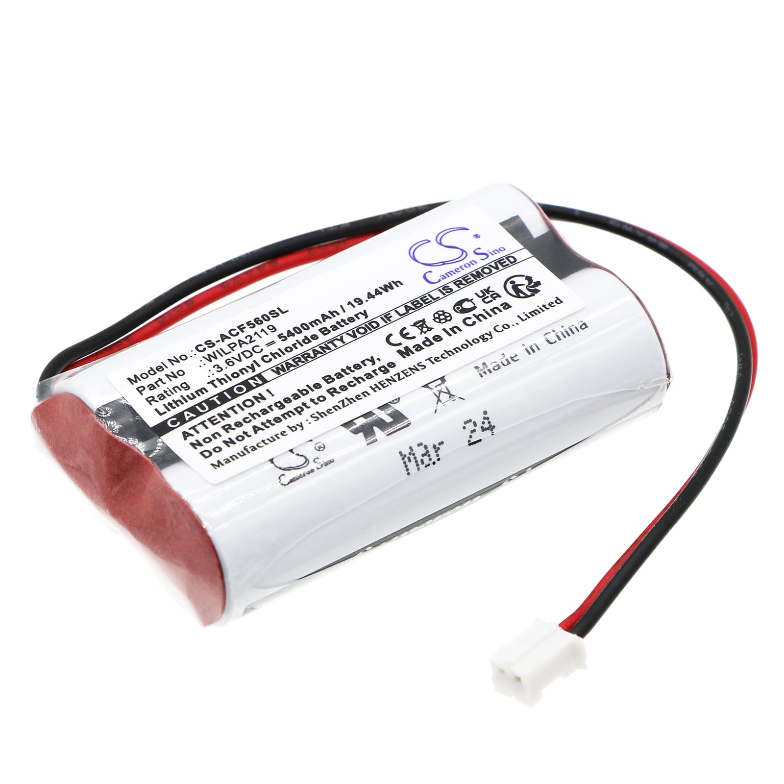 Batteri for test, undersøkelse, utstyr for Actaris CF560, Echo 2 og andre