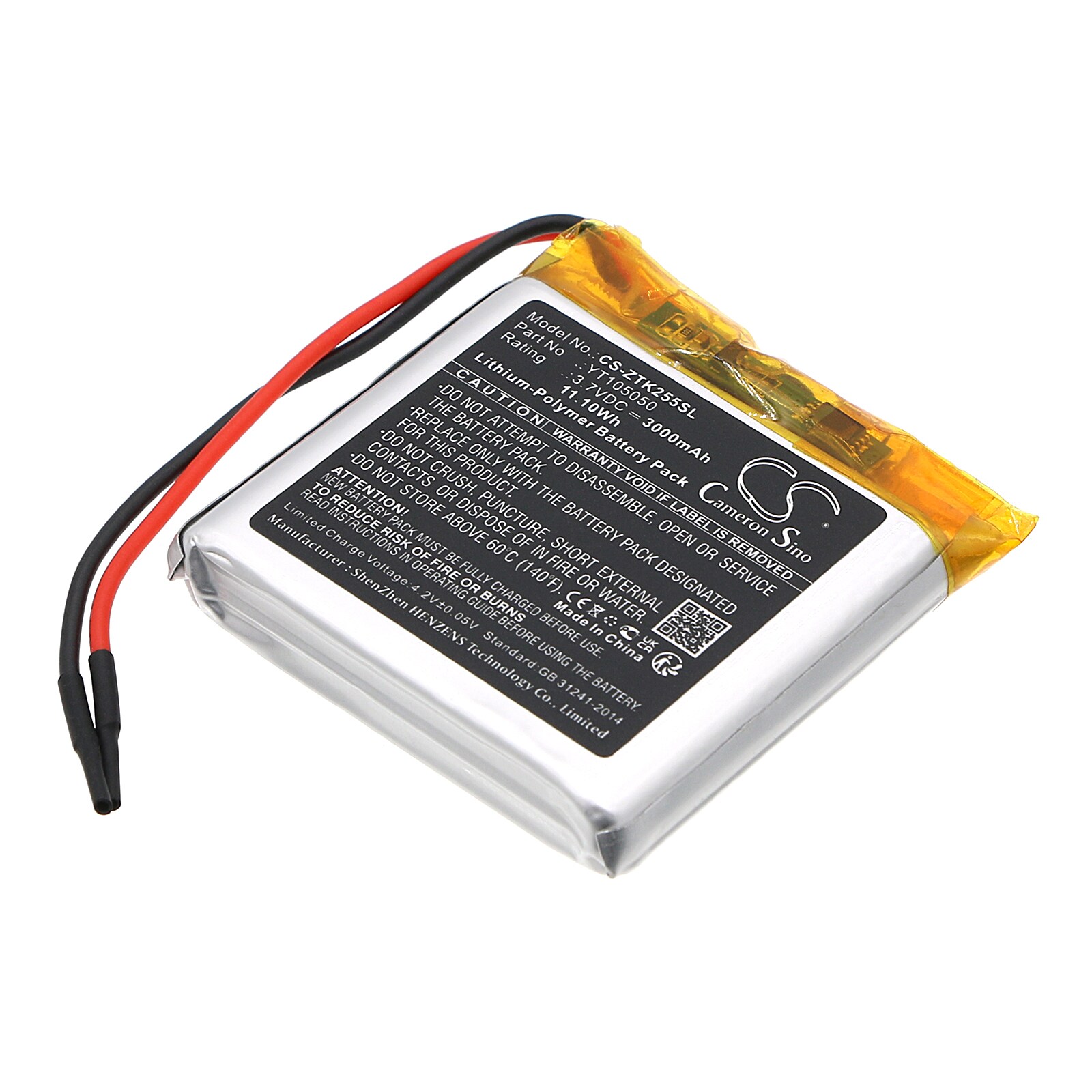 Batteri for test, undersøkelse, utstyr for ZKTeco ZK-255, AQD-V43-W