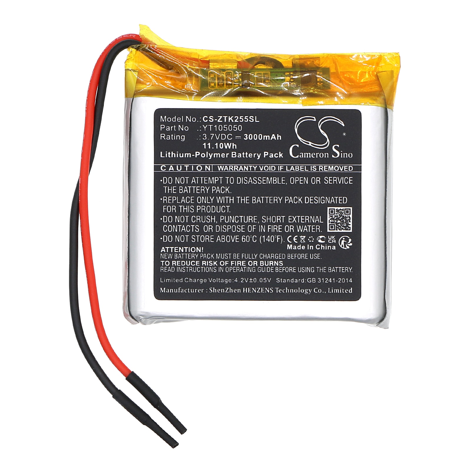Batteri for test, undersøkelse, utstyr for ZKTeco ZK-255, AQD-V43-W