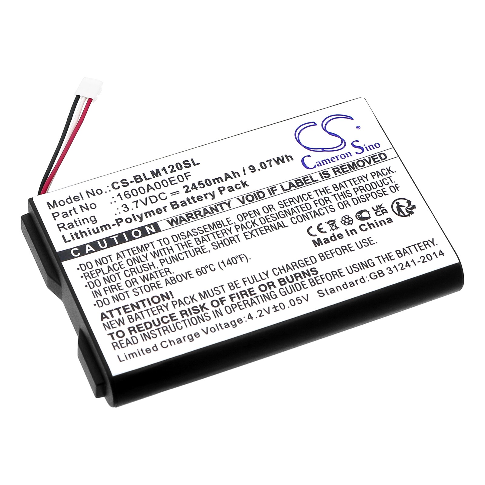 Batteri for test, undersøkelse, utstyr for Bosch GLM120C, GLM150-27C