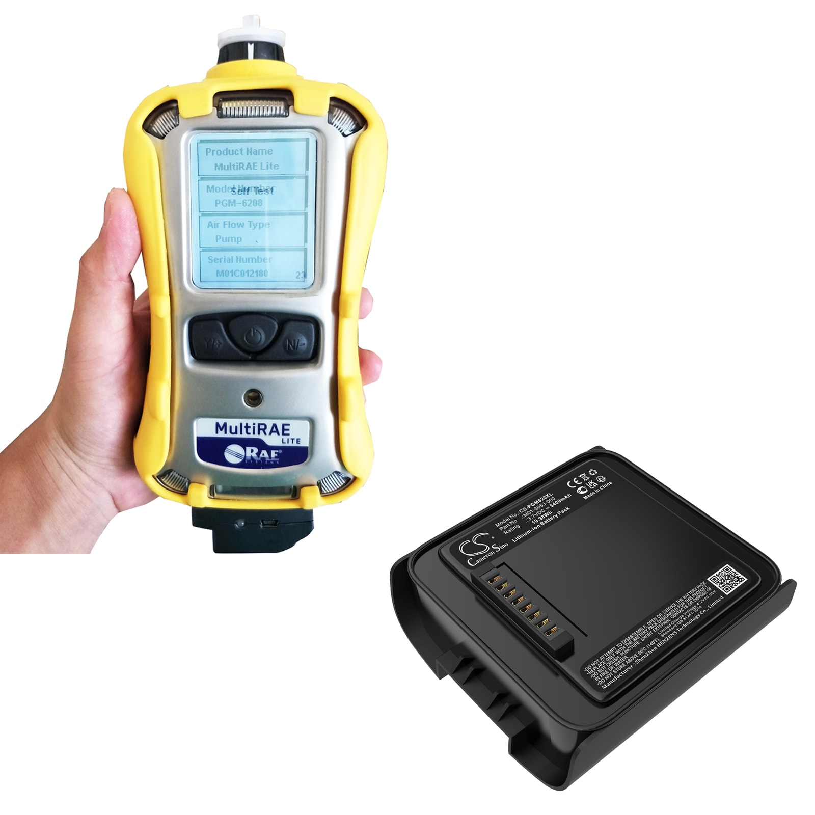 Batteri for test, undersøkelse, utstyr for MicroRAE PGM-6208, PGM-6228