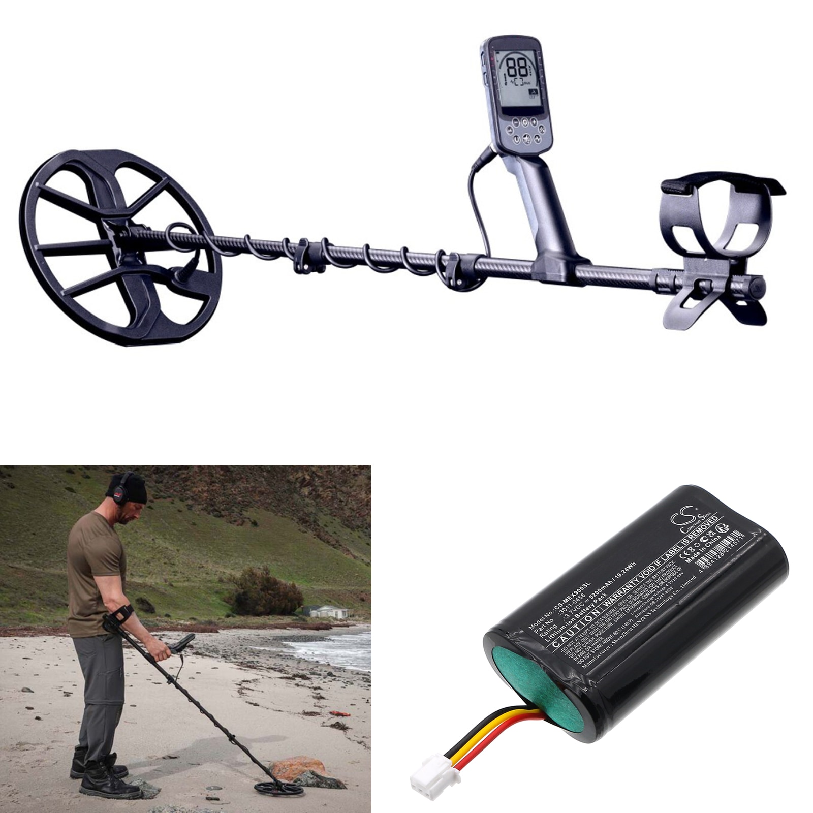 Batteri for test, undersøkelse, utstyr til Minelab ELITE-detektorer, Equinox 700 og andre.