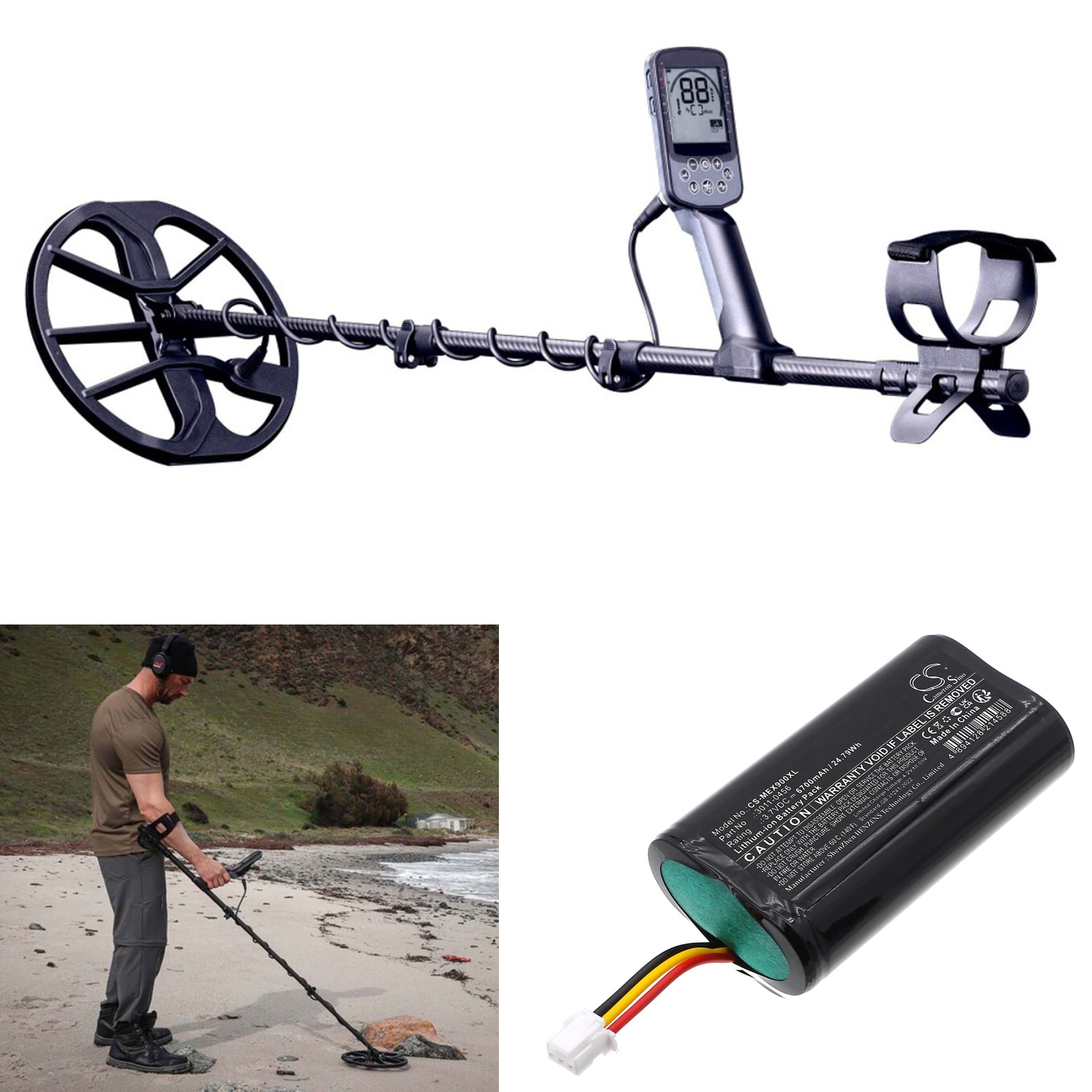 Batteri for test, undersøkelse, utstyr til Minelab ELITE-detektorer, Equinox 700 og andre.