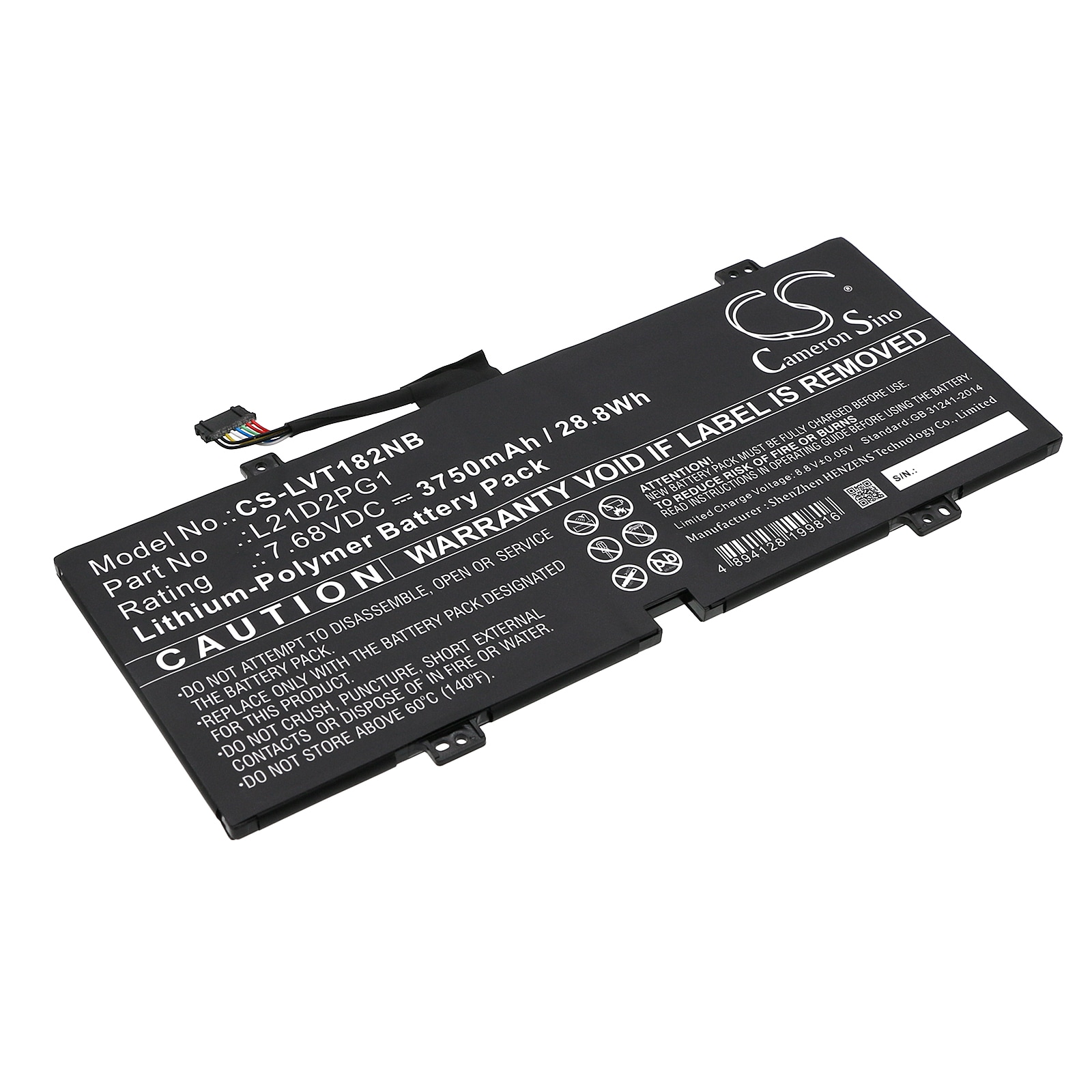 Batteri til bærbar PC for Lenovo 10W-82ST nettbrett, 10W-82ST0000JP og andre.