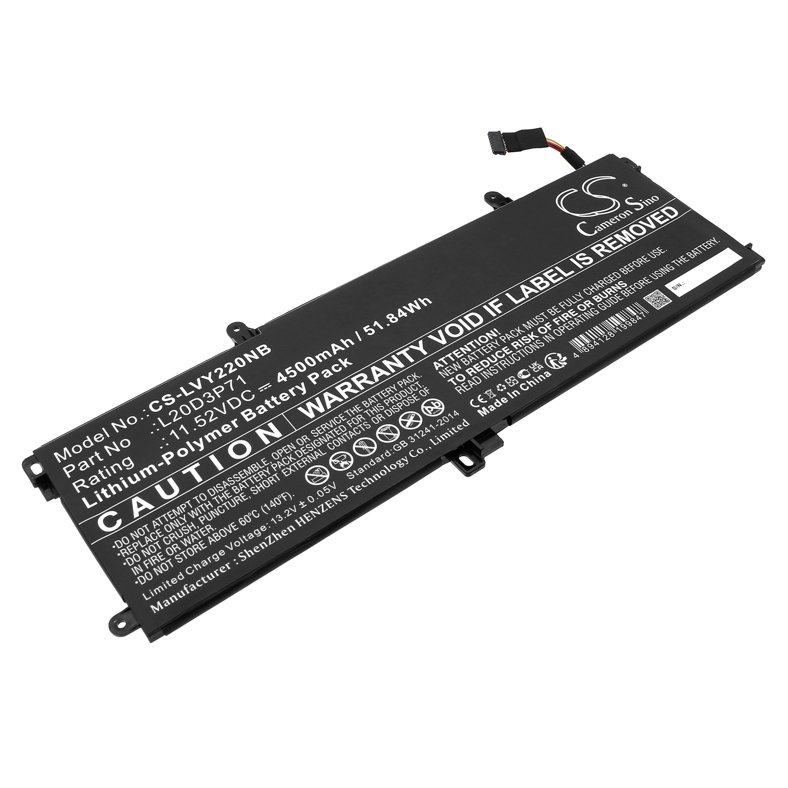 Batteri til bærbar PC for Lenovo ThinkPad X13 Yoga G2 20W8001JCK og andre.