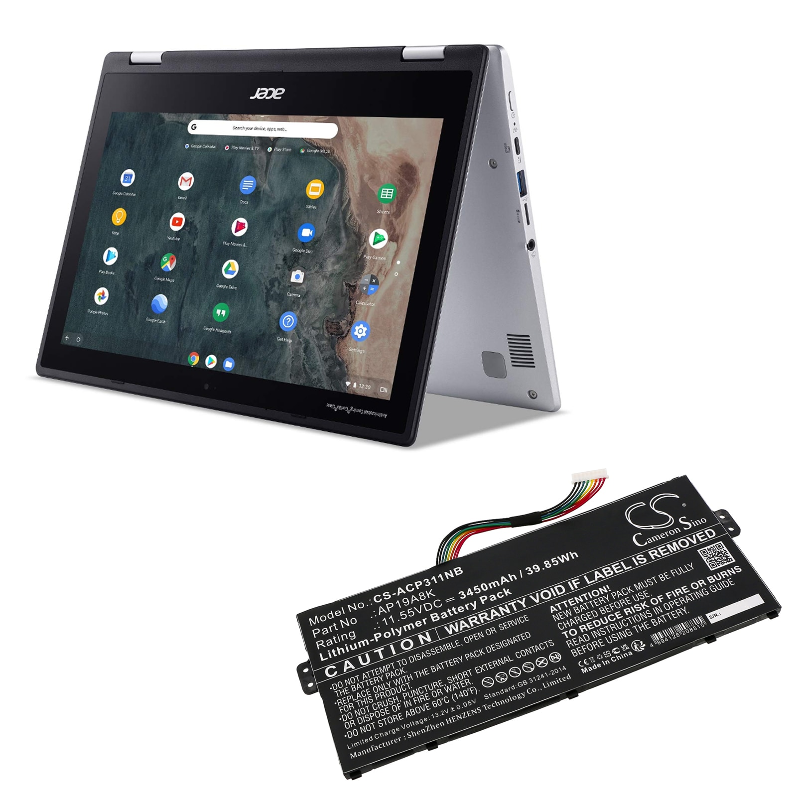 Batteri til bærbar PC for Acer Chromebook Spin 11 CP311-1HN-C3E3 og andre