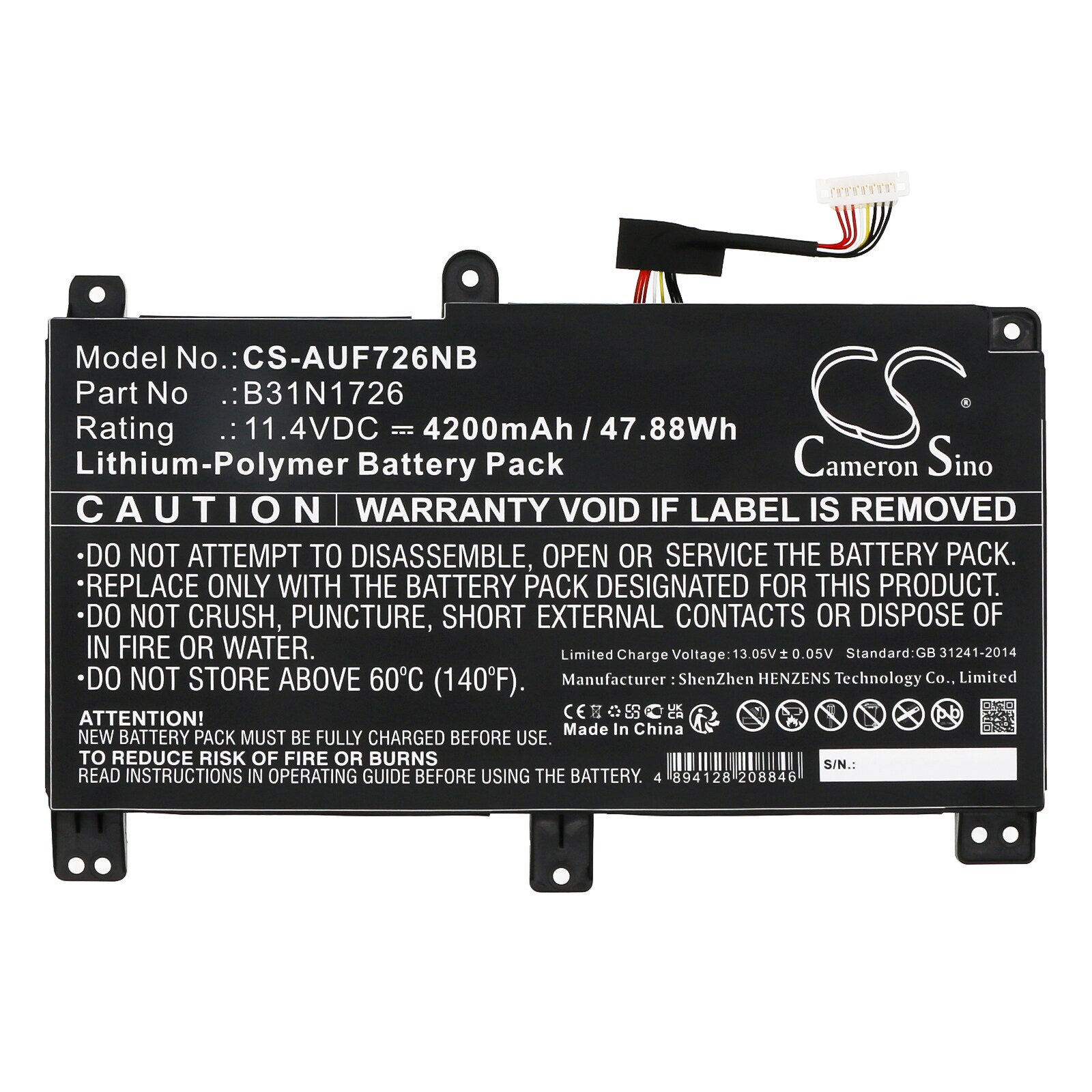 Batteri til bærbar PC for Asus TUF Gaming A17 FA706II-H7004T, TUF554GE-E4539 og andre.