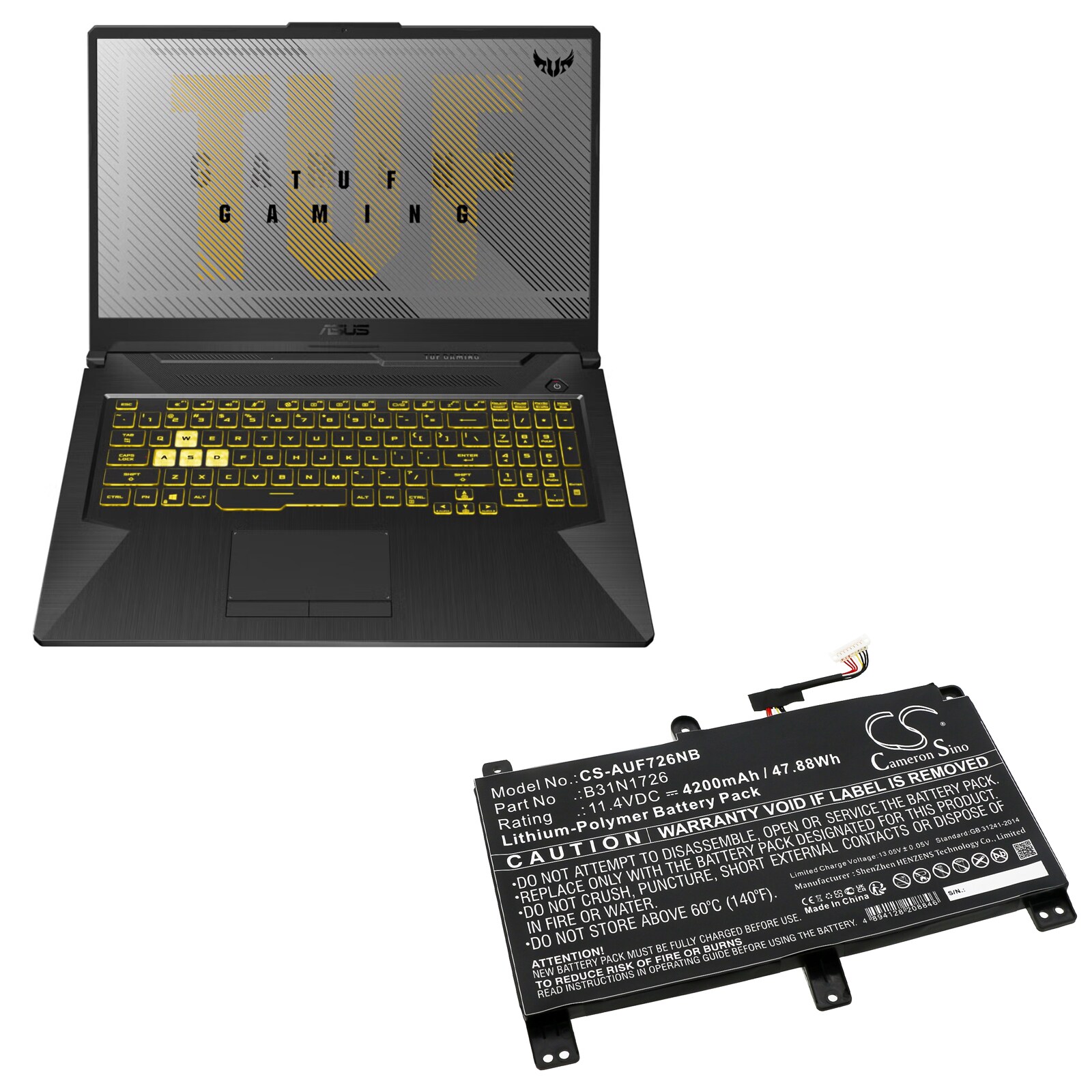 Batteri til bærbar PC for Asus TUF Gaming A17 FA706II-H7004T, TUF554GE-E4539 og andre.