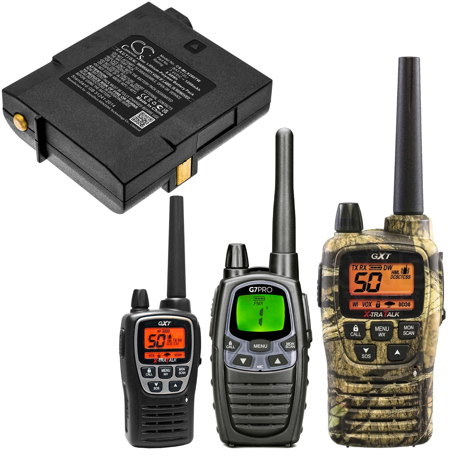 Batteri til Toveis-radio for Midland GXT2000, GXT2050, G7 Pro osv.