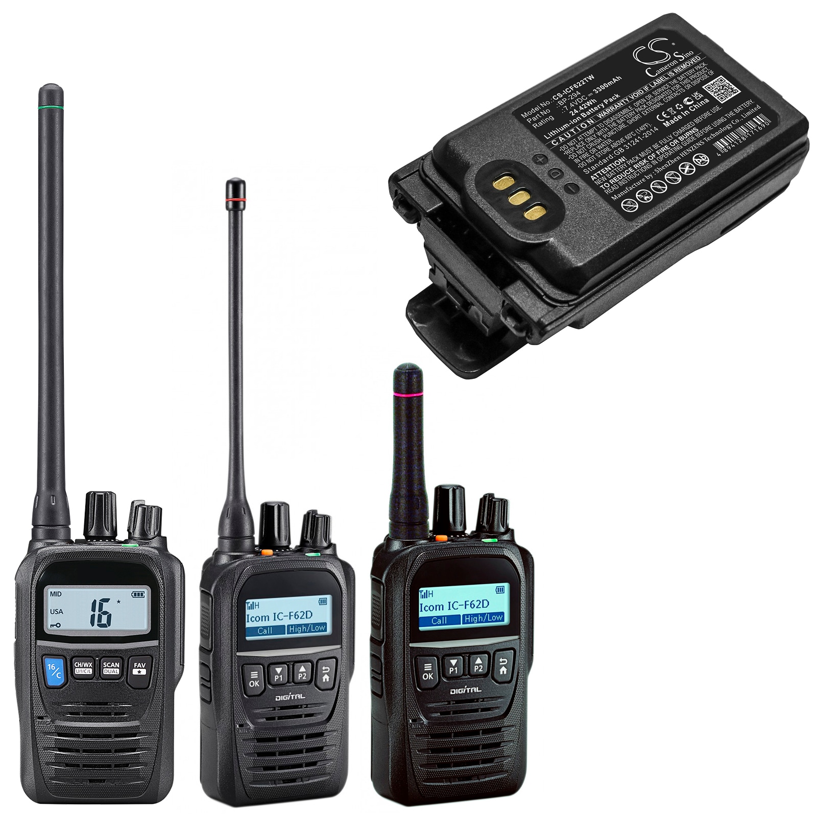 Batteri for Toveis-radio for Icom IC-F52D, IC-F62D, IC-M85