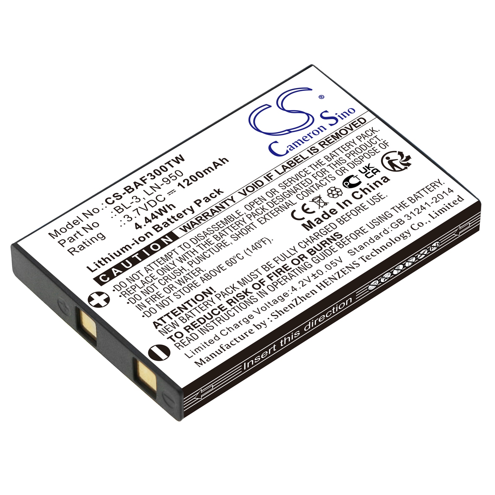 Batteri for Toveis-radio for Baofeng UV3R, UV-3R, BF-T6 og andre.