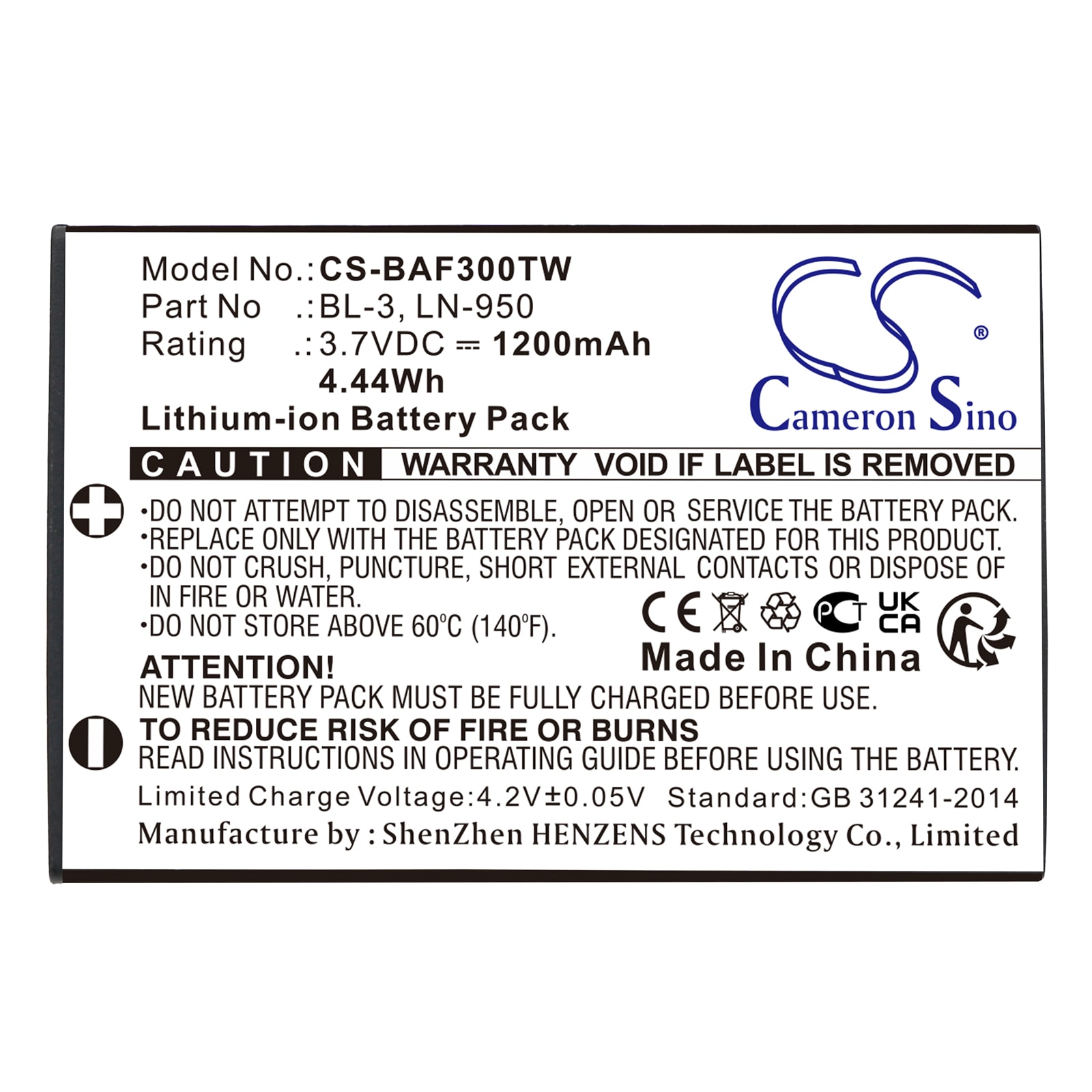 Batteri for Toveis-radio for Baofeng UV3R, UV-3R, BF-T6 og andre.