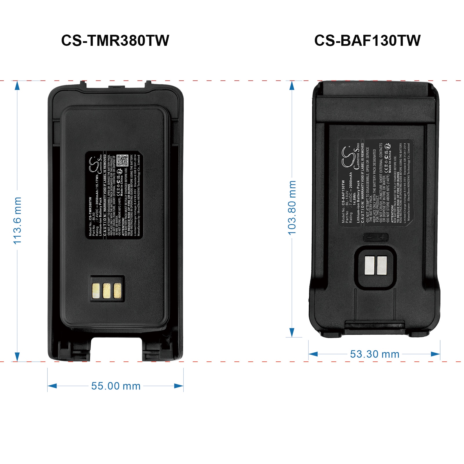 Batteri for Toveis-radio for Radioddity UV-5X, G11S, MU-5 osv.