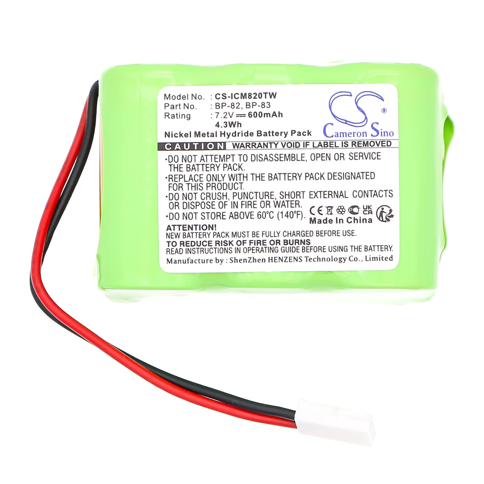 Batteri for toveisradio for ICOM IC-24AT, IC-24ET, IC-25RA osv.