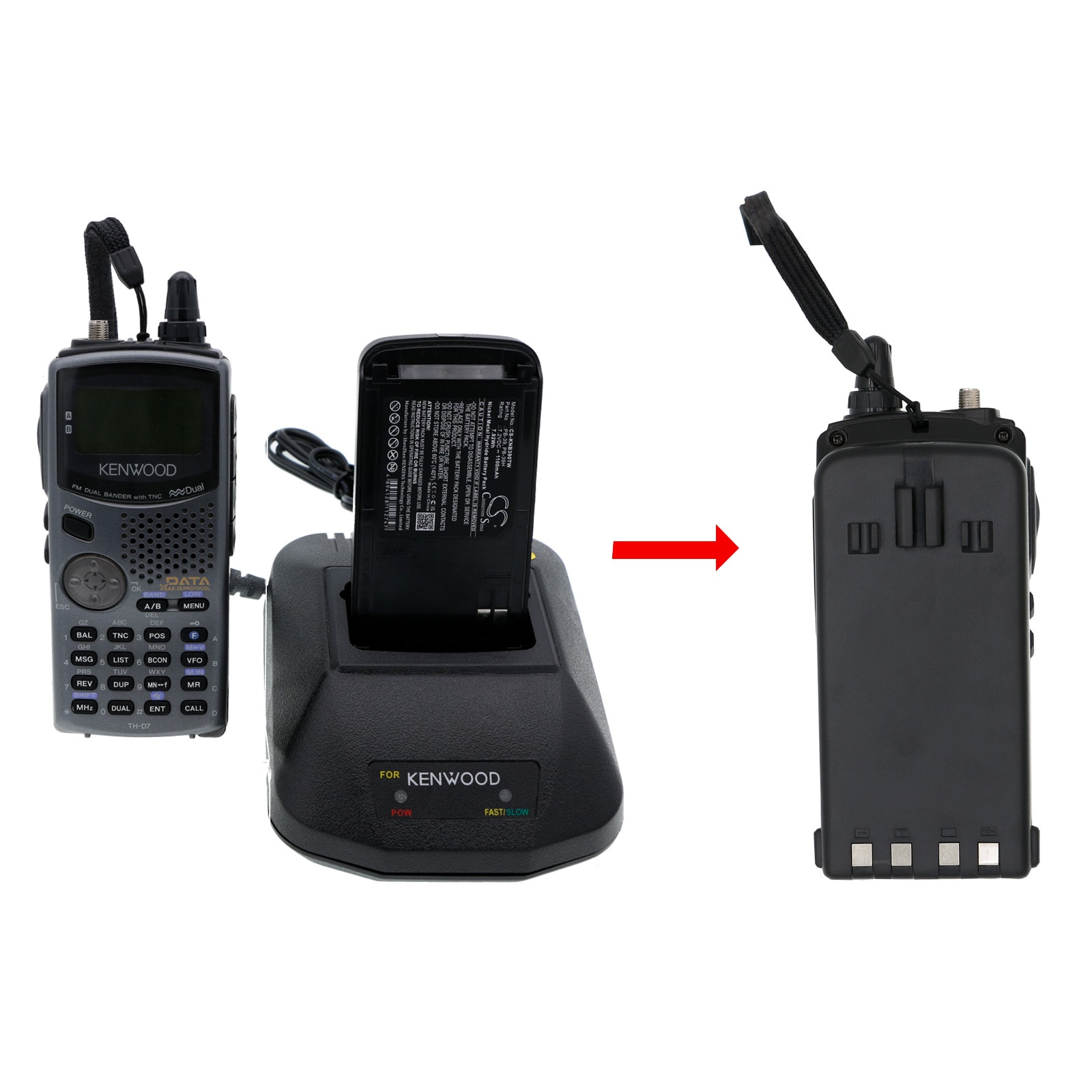 Batteri for Toveis radio for Kenwood TH-D7A, TH-D7E, TH-G71A og andre.